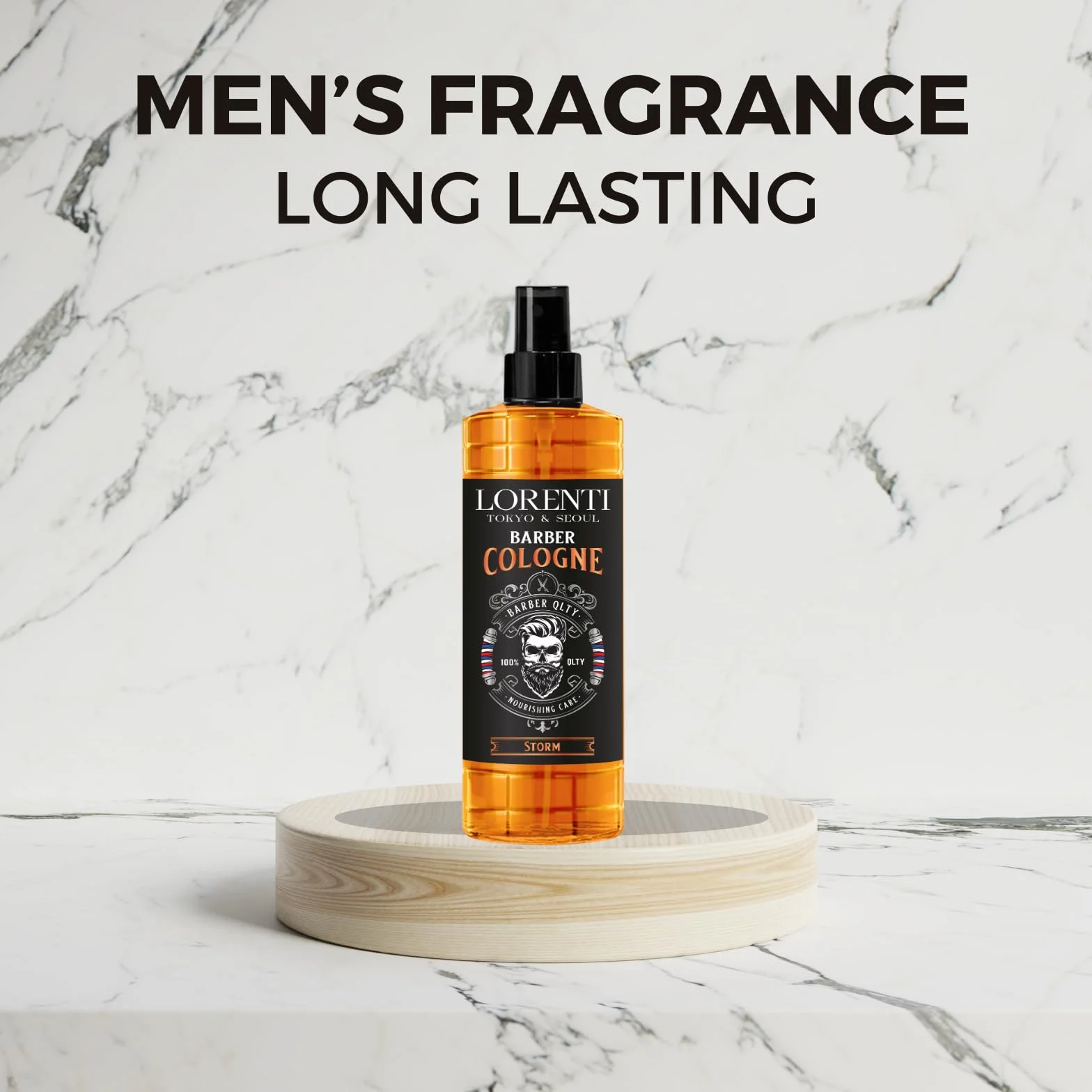 LORENTI TOKYO & SEOUL Barber Cologne 400 ml Storm spray po goleniu dla mężczyzn | woda zapachowa do golenia dla mężczyzn - Barber Eau de Cologne z praktycznym dozownikiem z pompką | orzeźwiający i
