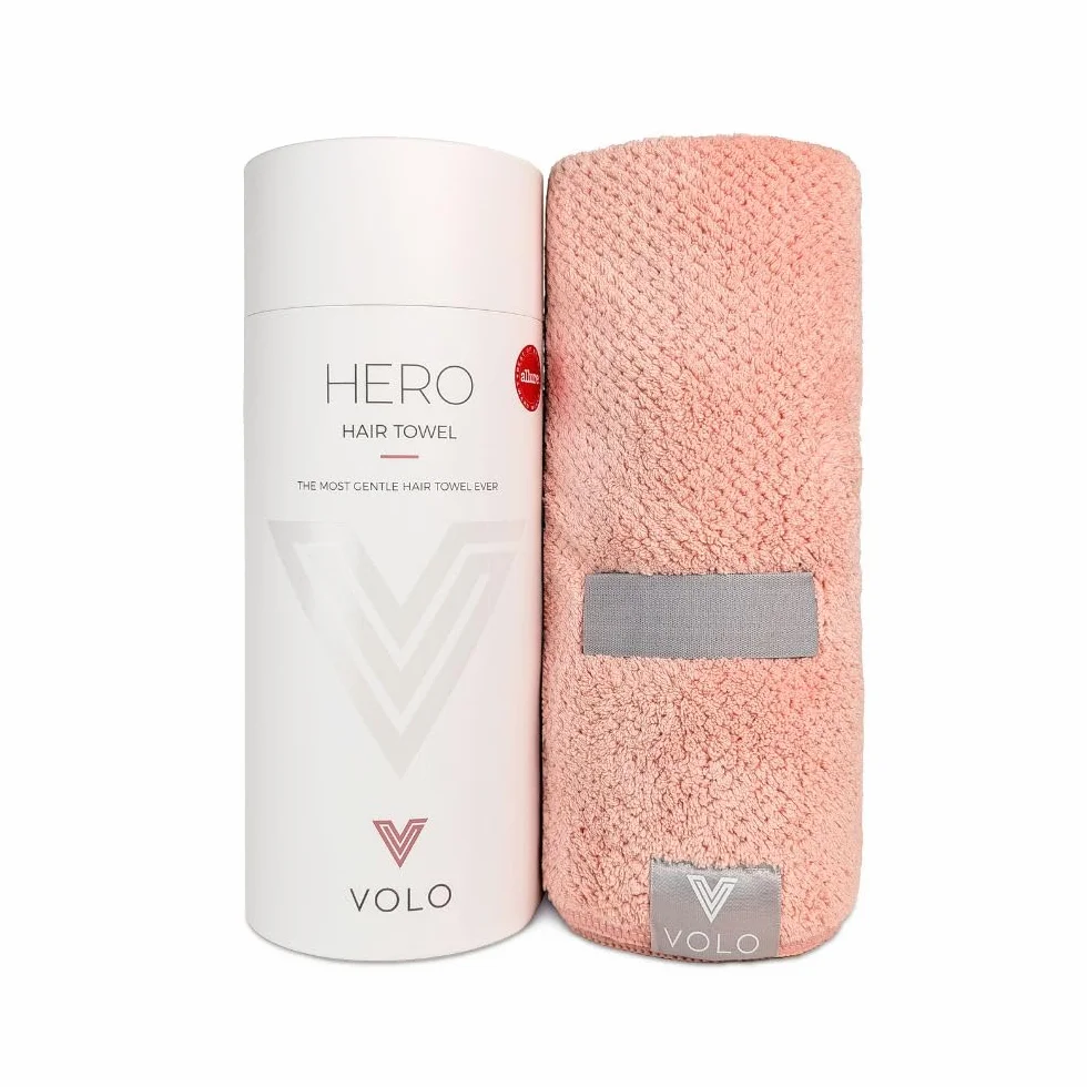 VOLO Hero Cloud różowy ręcznik do włosów | Ultra miękka, super chłonna i szybkoschnąca tkanina, skraca czas schnięcia o 50% | Duży ręcznik do wszystkich rodzajów włosów | Przeciw puszeniu się włosów