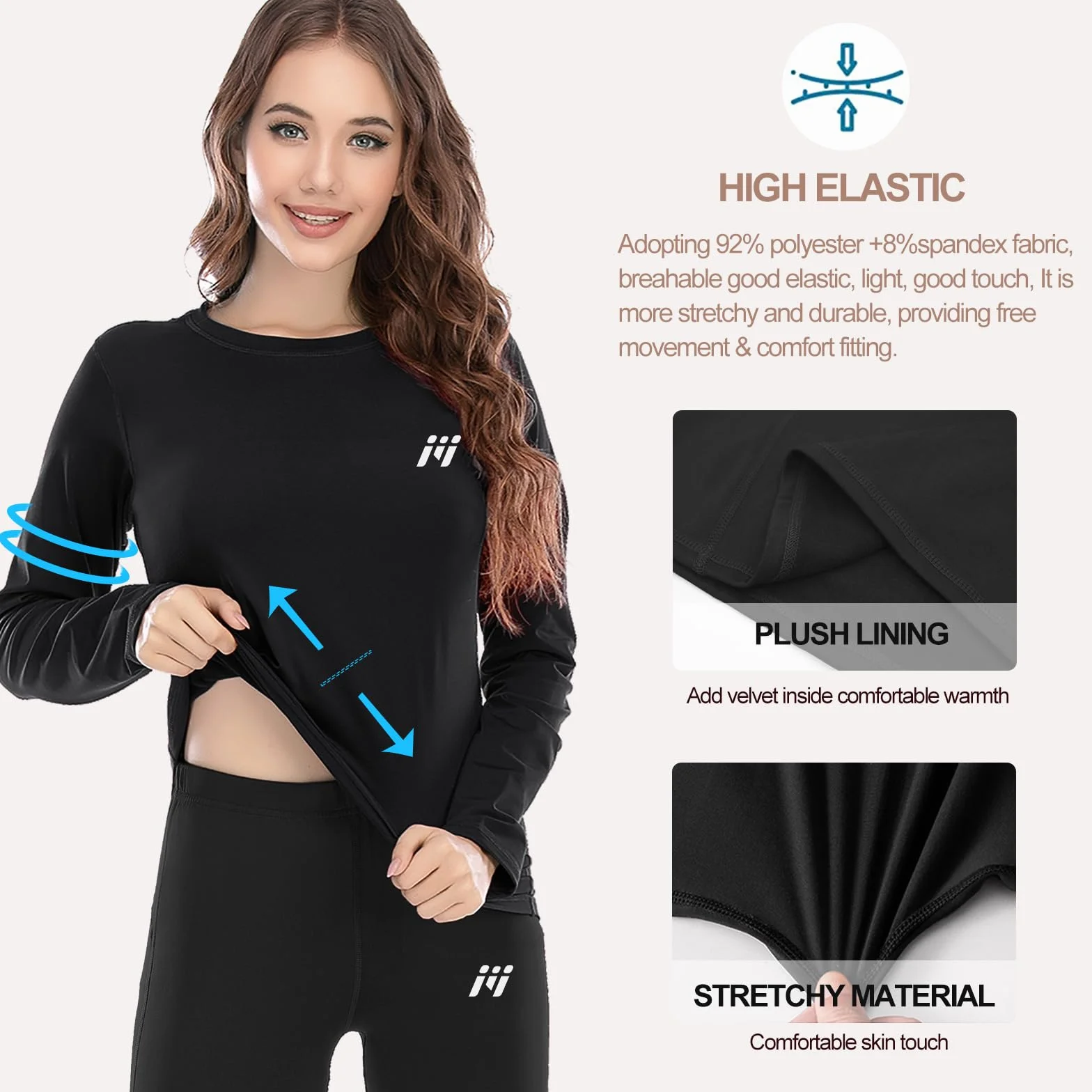MEETWEE Damska koszulka termiczna z długim rękawem Koszulka Kompresja bielizna Sport T-Shirt Baselayer Racing Jazda Na Rowerze Fitness