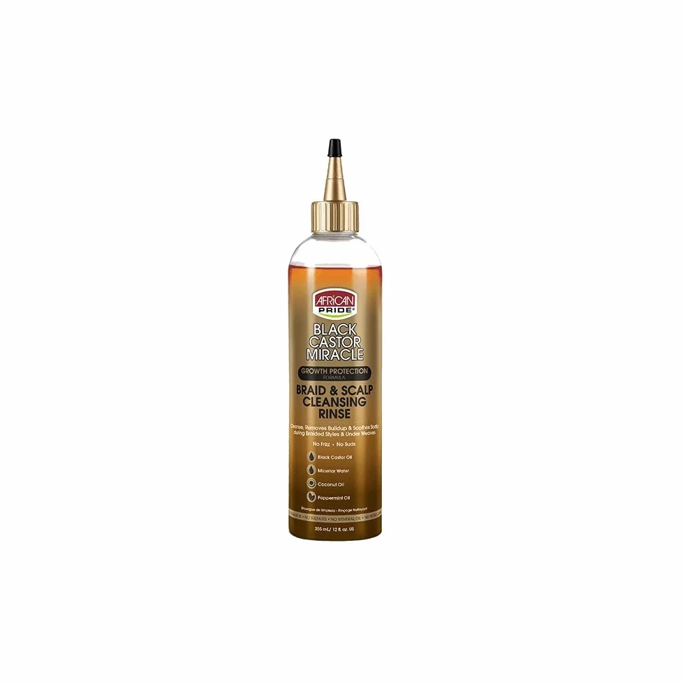 African Pride Black Castor Miracle Braid & Scalp Cleansing Rinse No Frizz. No Suds 355ml