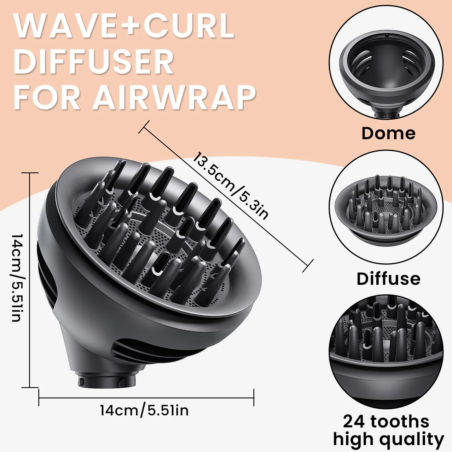 Nowy dyfuzor z kręconymi włosami do Dyson Airwrap, akcesoria z trybem podwójnej kopuły i dyfuzji, kompatybilny ze wszystkimi modelami Dyson