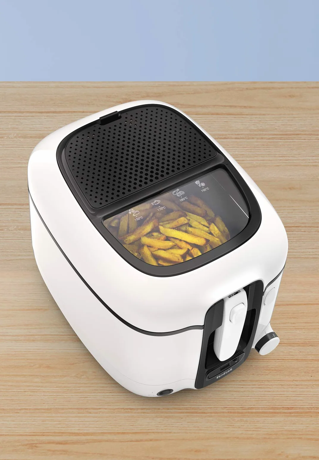 TEFAL FR3140 Super Uno Frytkownica, 1800W, pojemność 2,2L, filtr przeciwzapachowy, misa z nieprzywierającą powłoką, mycie w zmywarce, cyfrowy timer, okienko podgląd, regulowany termostat, biały/czarny