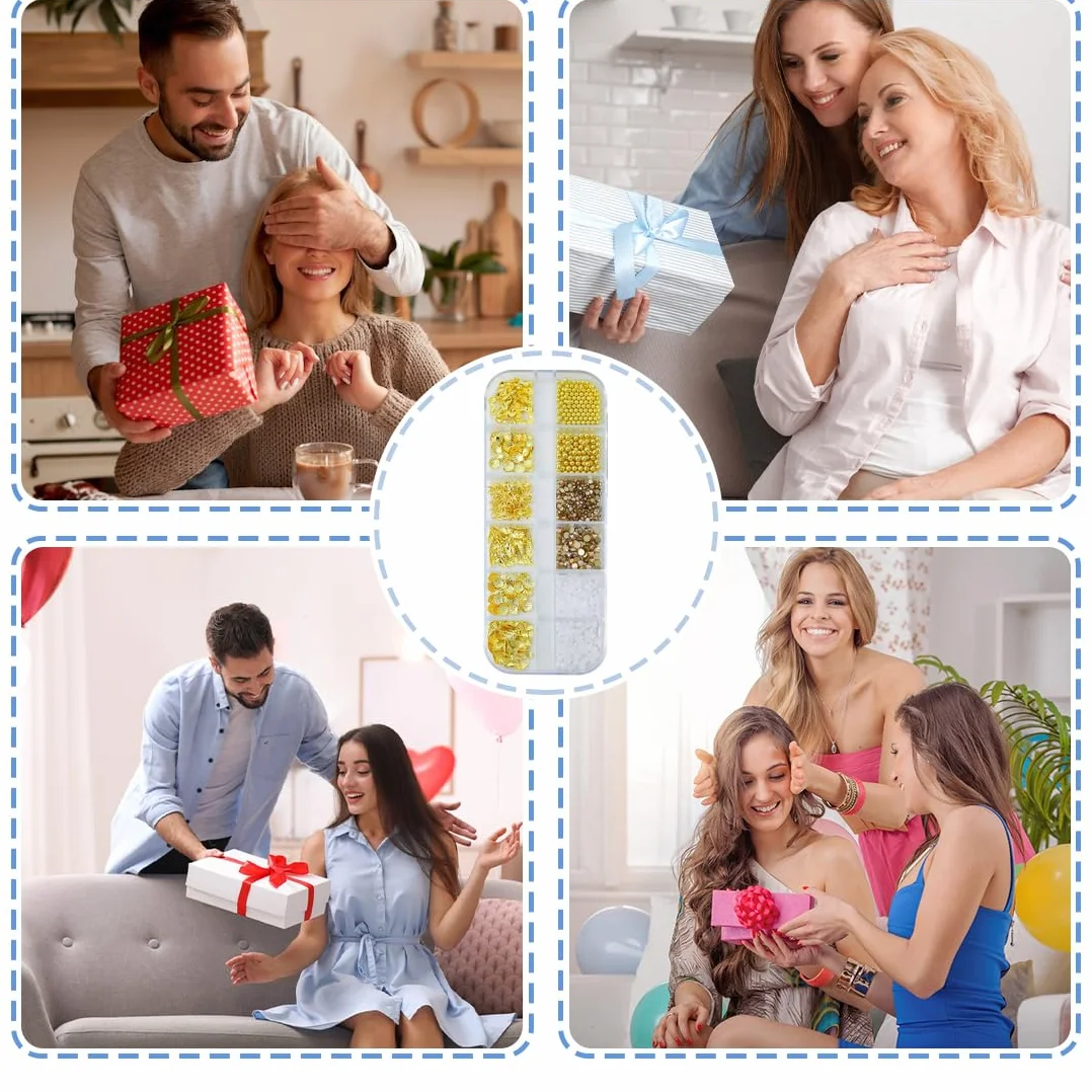 1 x pudełko charms do paznokci, biżuteria do zdobienia paznokci, srebro złoto, cyrkonie, koraliki do paznokci, ozdoby do paznokci, ozdoby do paznokci "zrób to sam"