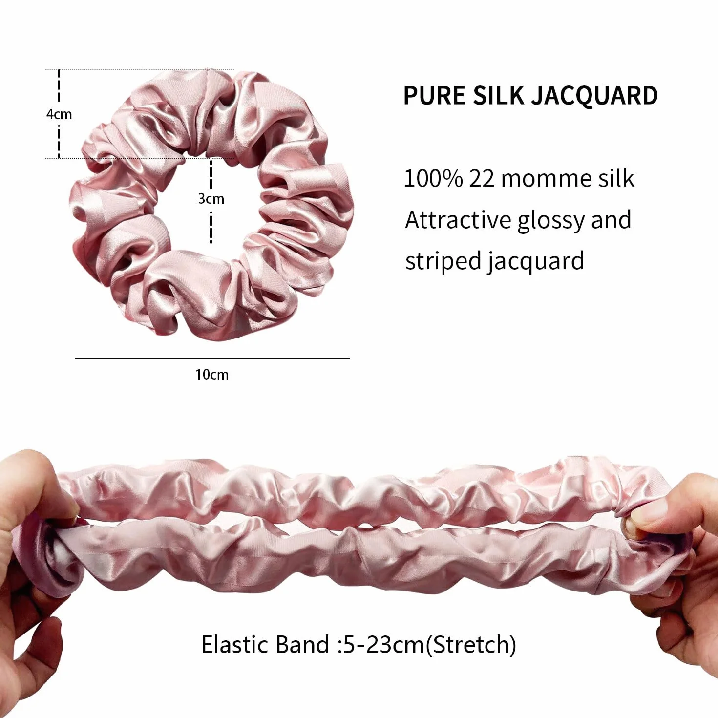 Jedwabne Scrunchie Zestaw 2 sztuk, 100% jedwab morwowy 6A/22 momme, Öko-Tex, elastyczny
