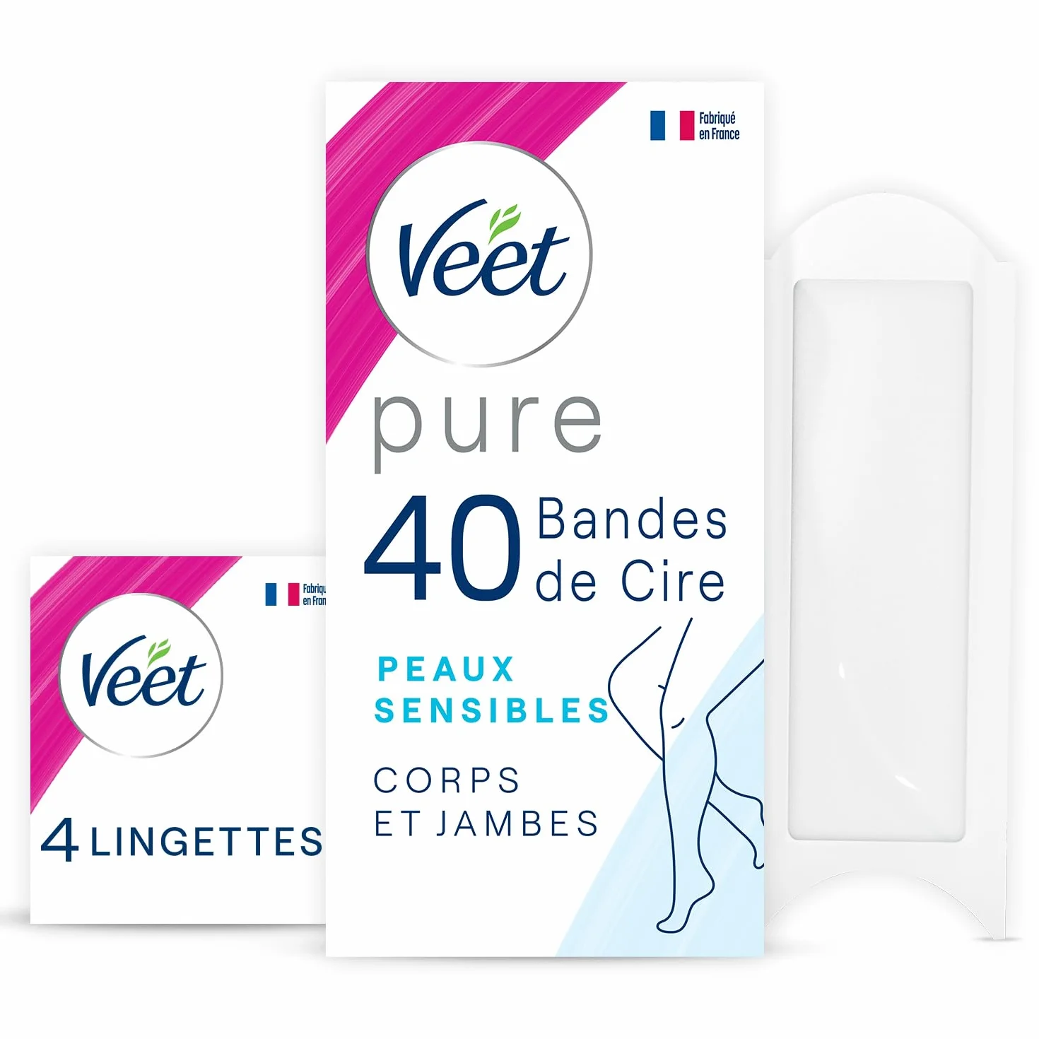 Veet PURE 40 pasków z zimnego wosku do ciała i nóg Skóra wrażliwa Długotrwała depilacja