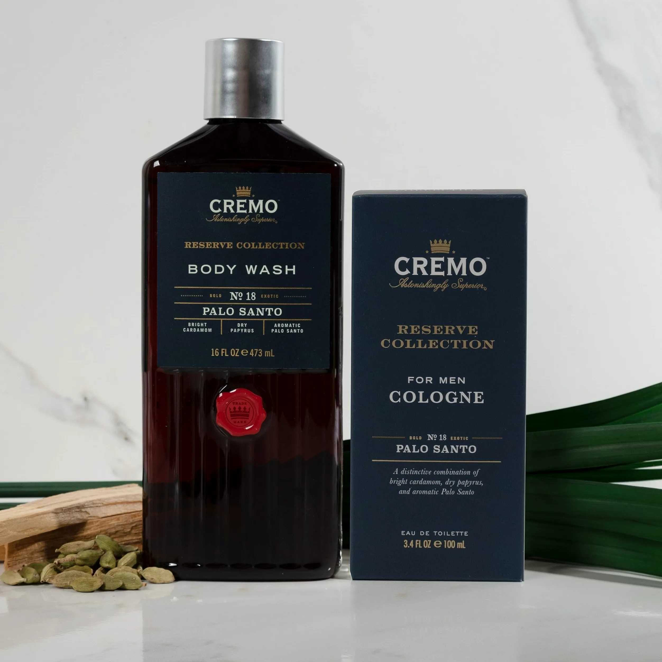 CREMO - Zestaw upominkowy Bourbon & Oak dla mężczyzn - woda toaletowa 100 ml i płyn do mycia ciała 473 ml - pikantny zapach