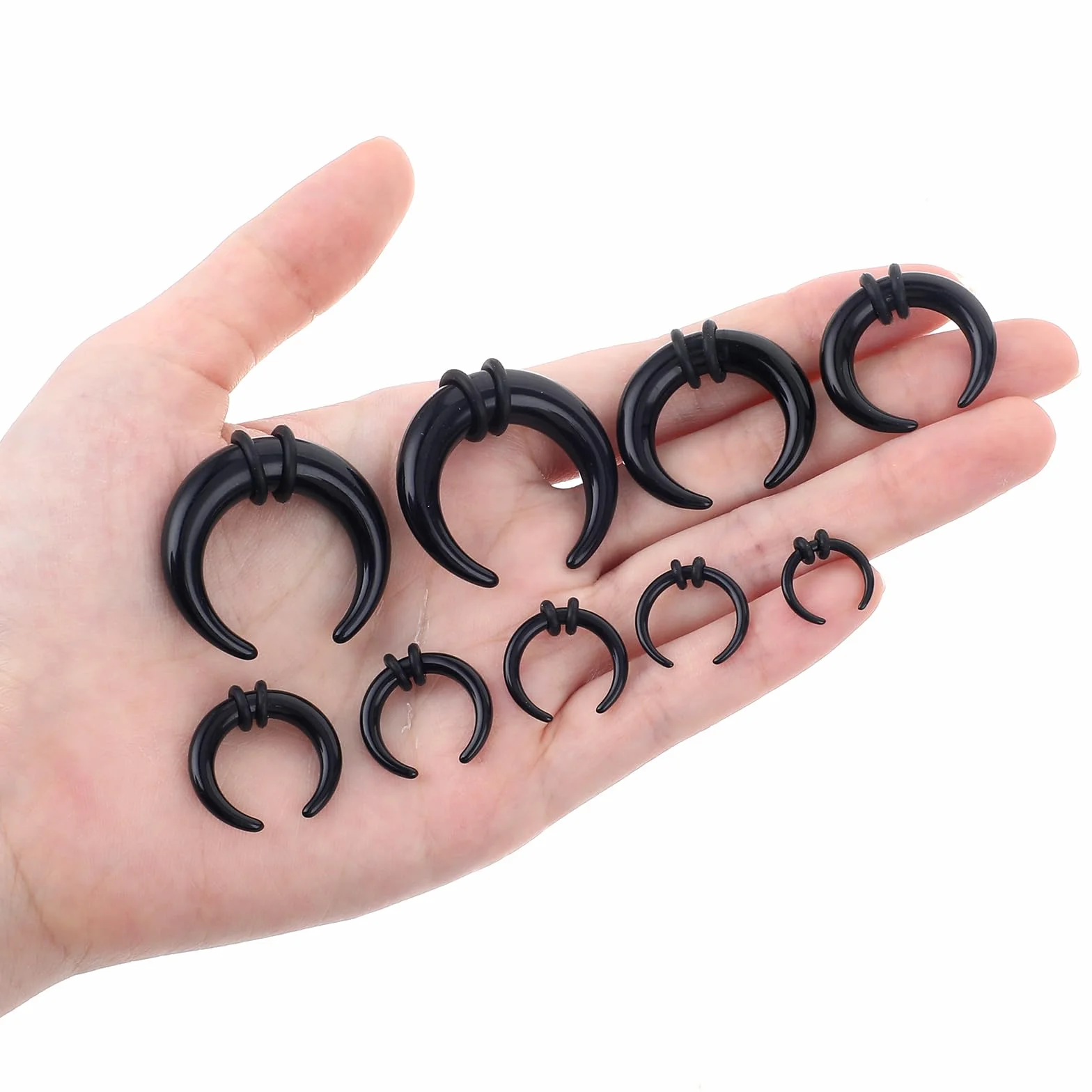 Yolev 18 sztuk kolczyków do septuma, akrylowych, w kształcie litery C, czarne, miękkie, membranowe, stretch, zestaw do piercingu, biżuteria do nosa i uszu, dla kobiet