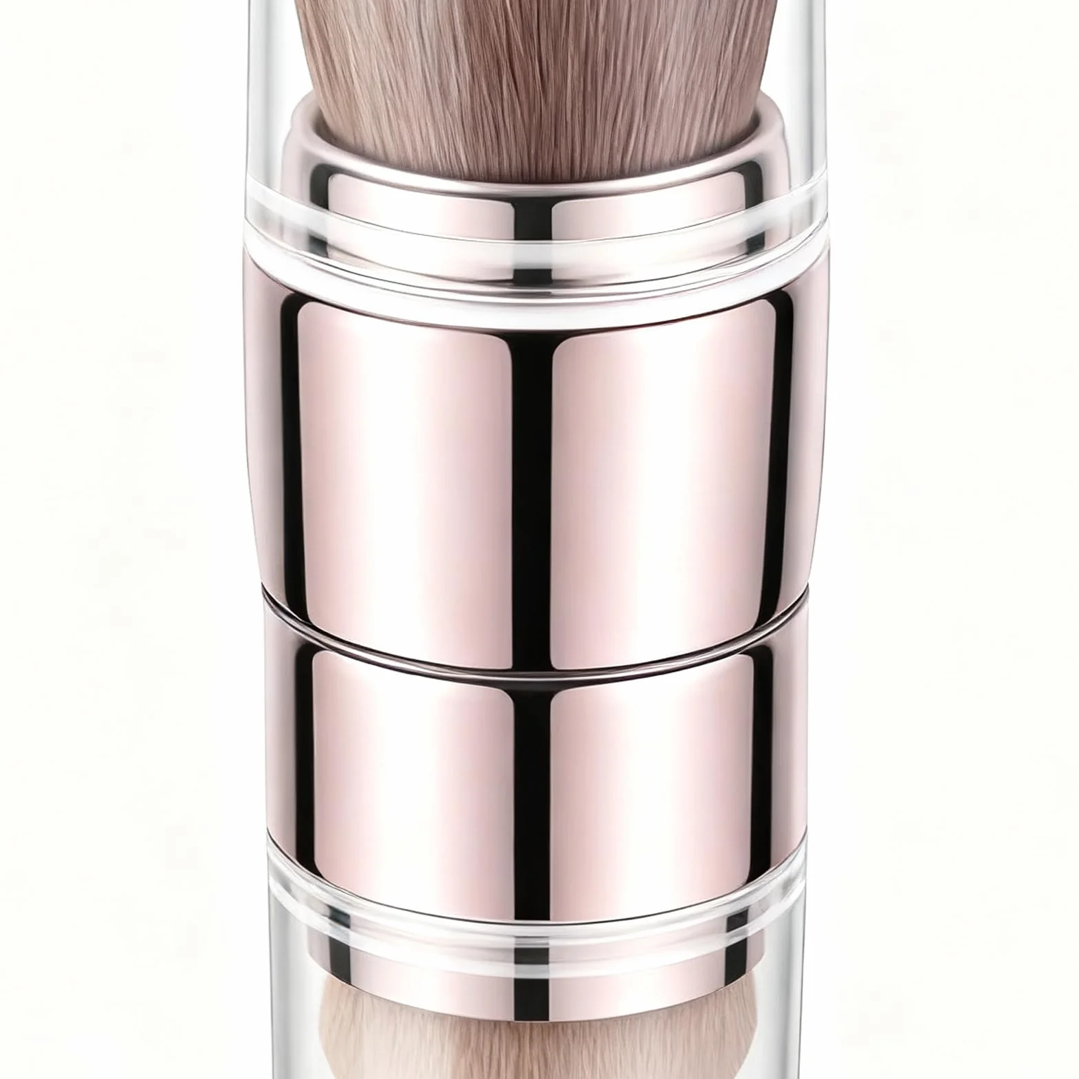 Make Up Brushes - 4 in 1 Retractable Double-Ended Applicator for Eye Lip Face | Soft Synthetic Bristles with Portable Design, Makeup Brush for Blush Powder Eyeshadow and Foundation, Man-Made Fiber