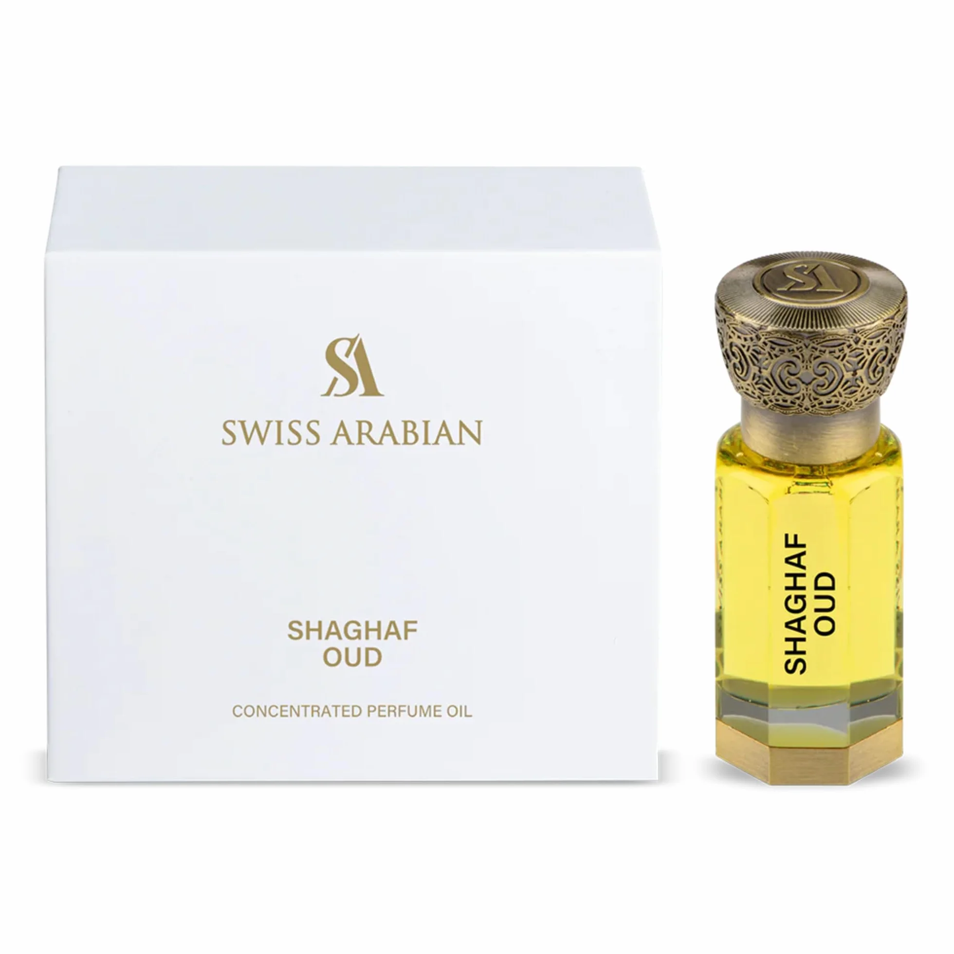 Swiss Arabian Shaghaf Oud skoncentrowany olejek zapachowy, uniseks, 12 ml, wykwintna mieszanka szafranu, róży i drewna agarowego, bogaty, orientalny zapach Oud