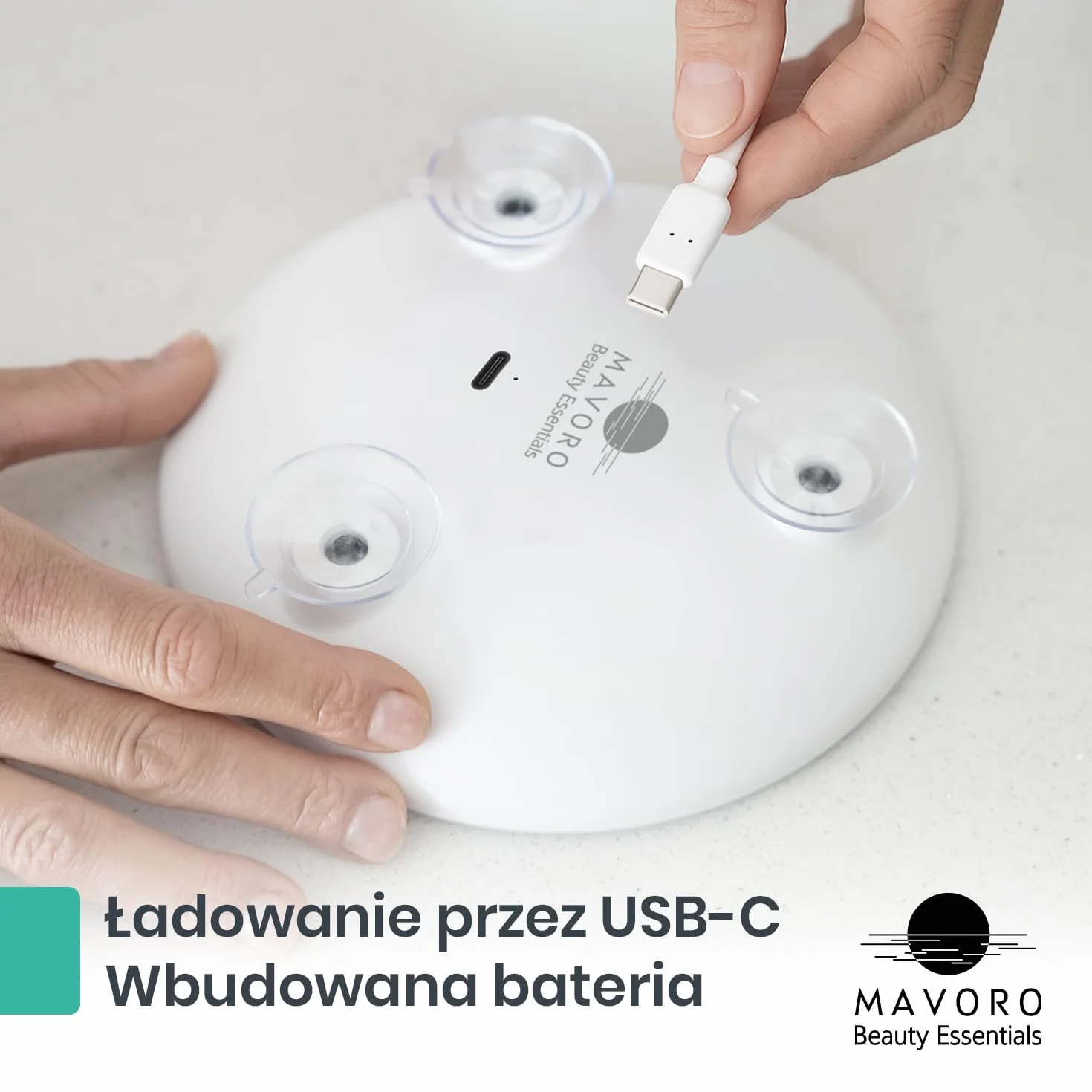 Mavoro Lustro powiększające LED 17.3 cm z 3 mocnymi przyssawkami, 10-krotne powiększenie, przenośne, podświetlane, podróżne lusterko do makijażu i kosmetyczne ze światłem, 10 x akumulator USB-C