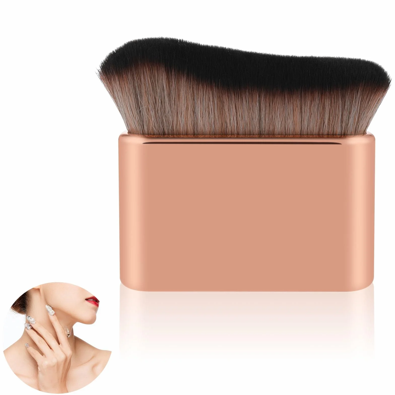 Szczotka do opalania i makijażu ciała, samoopalająca Kabuki Foundation Brush Aplikator do pudru, podkładu, różu, cienia, brązującego różowego złota