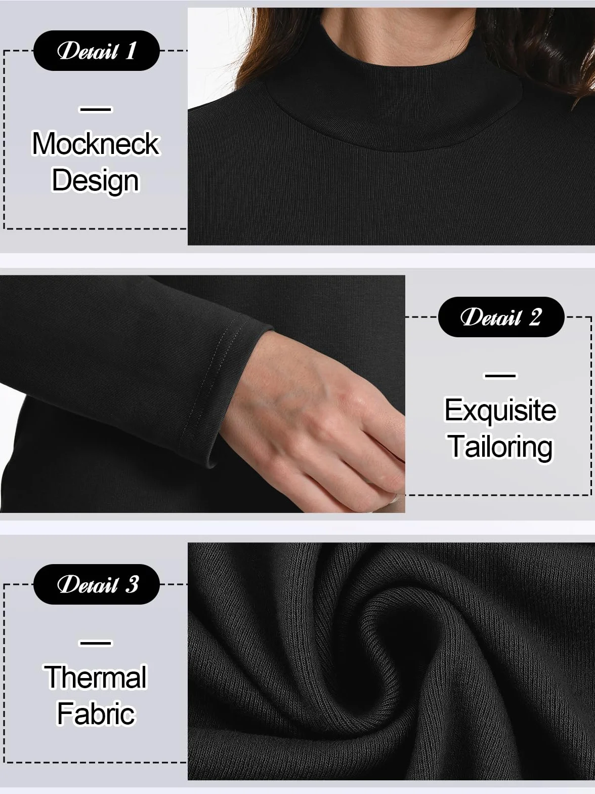 EBANKU Termoaktywne topy dla kobiet z długimi rękawami, ściśle przylegające do ciała, proste t-shirty, streczowe