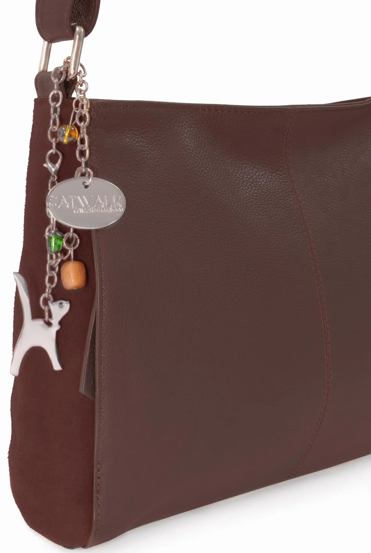 Catwalk Collection Handbags - Torebka Crossbody dla Kobiet - Damska Średnia Torba na Ramię - Regulowany Pasek - Skóra i Zamsz - Charlotte