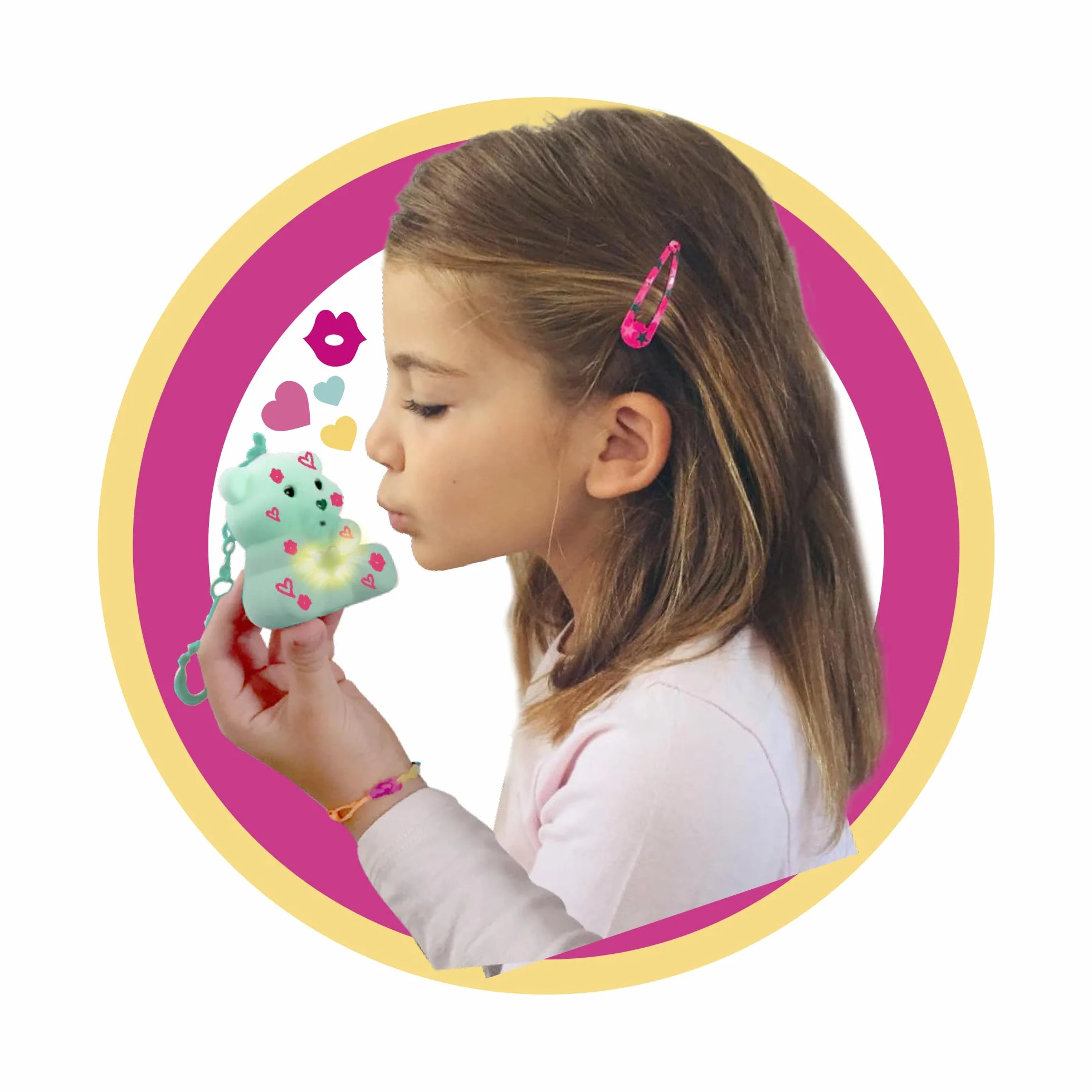 Giochi Preziosi COCCOLOTTI, interaktywny miś, który cię całuje, efekty świetlne, fioletowy wzór, dla dzieci od 3 lat, CCL094
