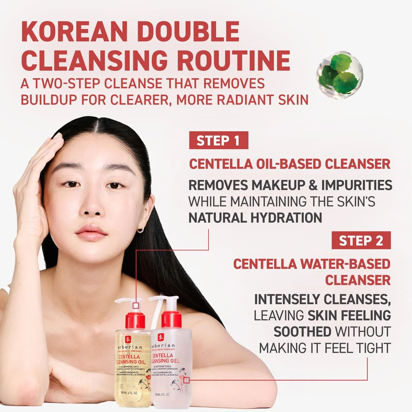 Erborian - Centella cleansing oil - Centella asiatica olejek do demakijażu twarzy 180 ml - Wszystkie rodzaje skóry - Koreańska pielęgnacja kosmetyczna