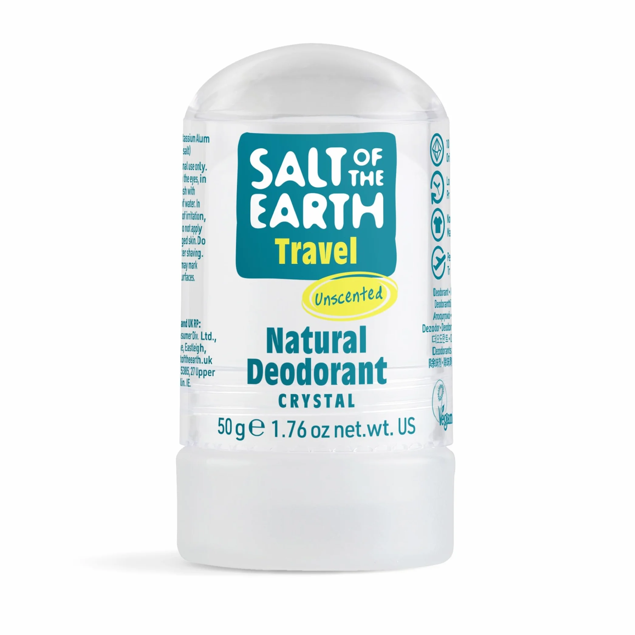 Naturalny dezodorant w kryształkach Salt of the Earth, bezzapachowy, bez substancji zapachowych – wegański, zatwierdzony przez Leaping Bunny – 50g