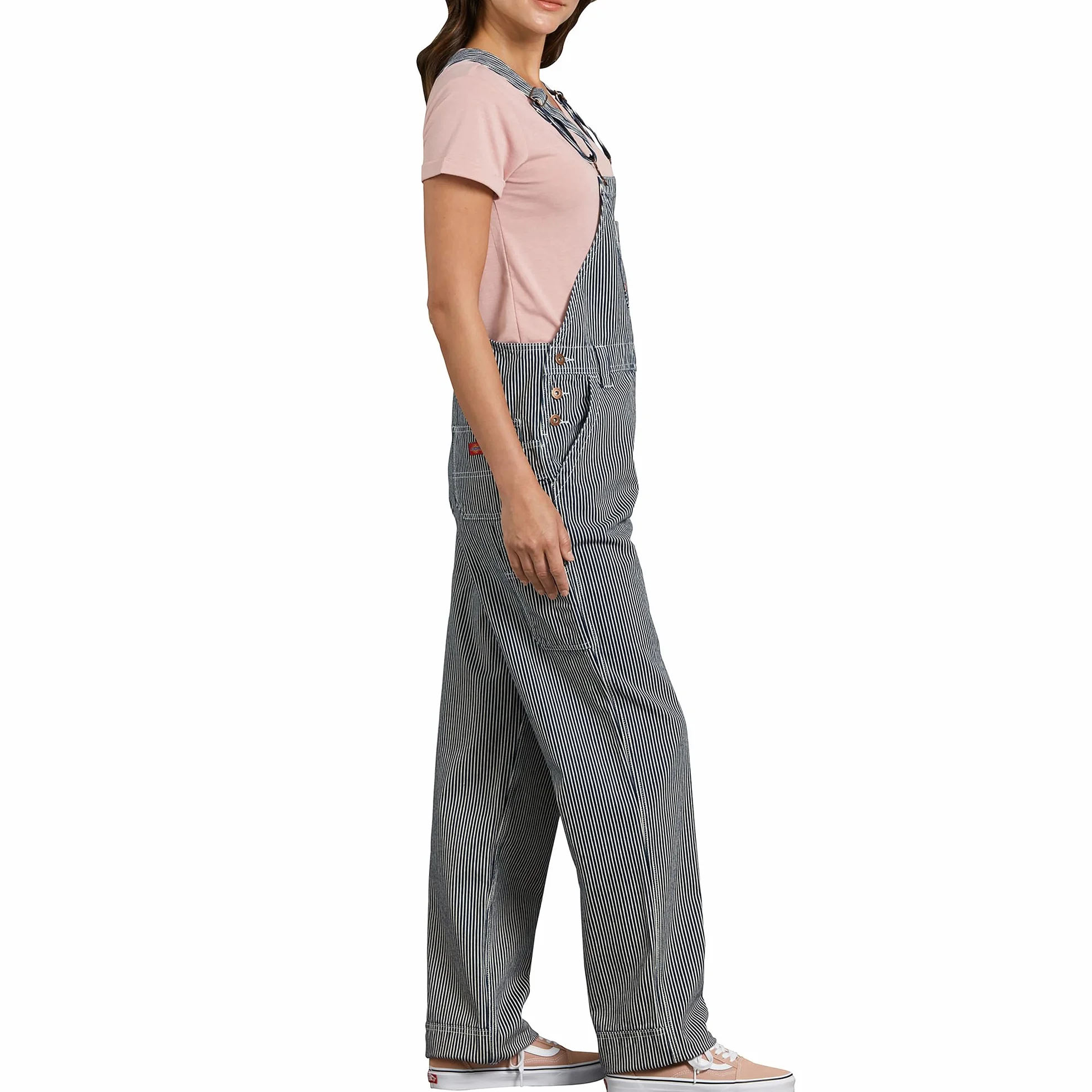 Dickies, Damskie ogrodniczki w swobodnym stylu z prostymi nogawkami, Rinsed Hickory Stripe, XS