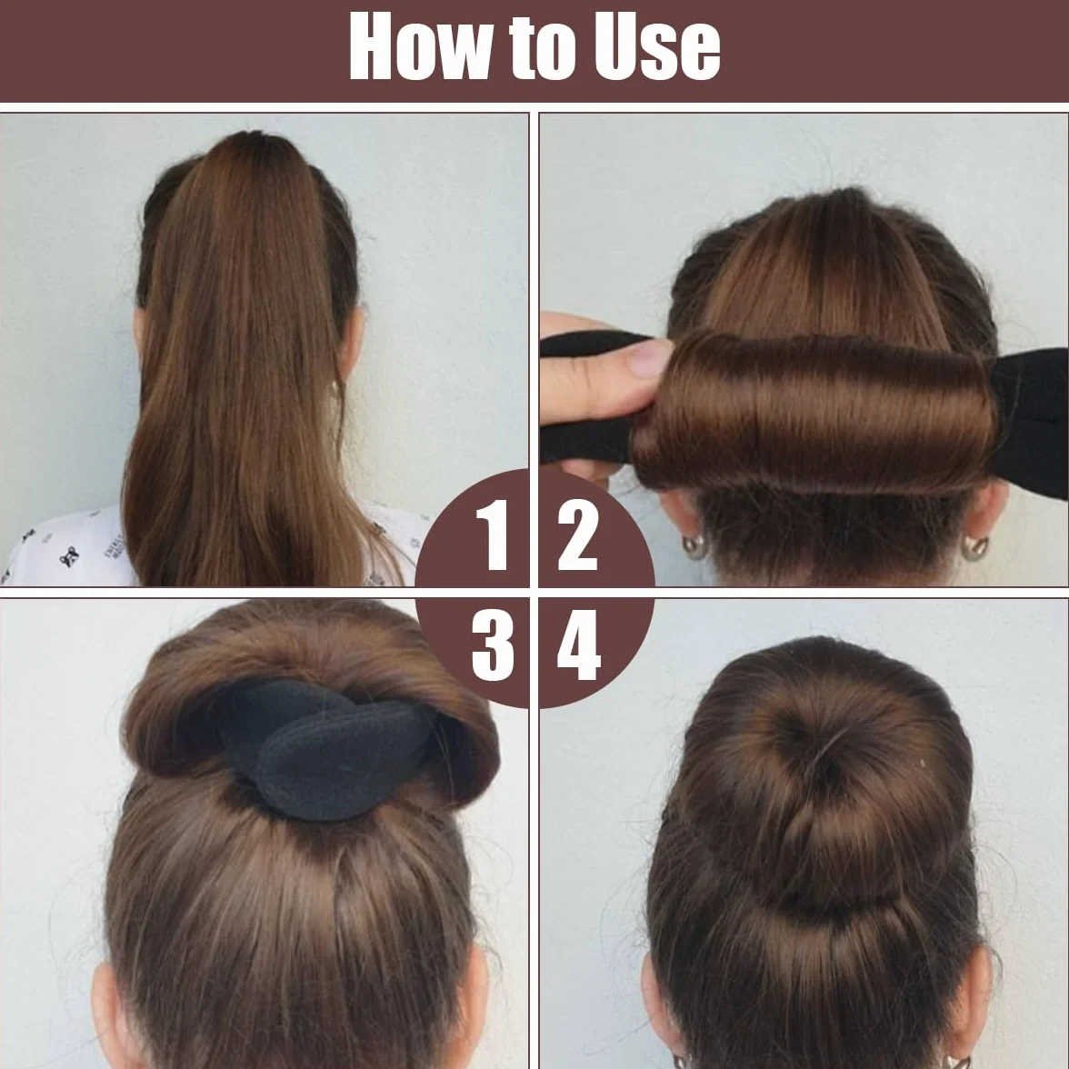 6 sztuk magicznych koków do włosów, Hair Bun Maker, ulepszone klipsy gąbkowe do włosów, maker koków do włosów, stylizacja włosów donut bun, dla kobiet i dziewcząt (3 duże 3 małe) (czarny, biały