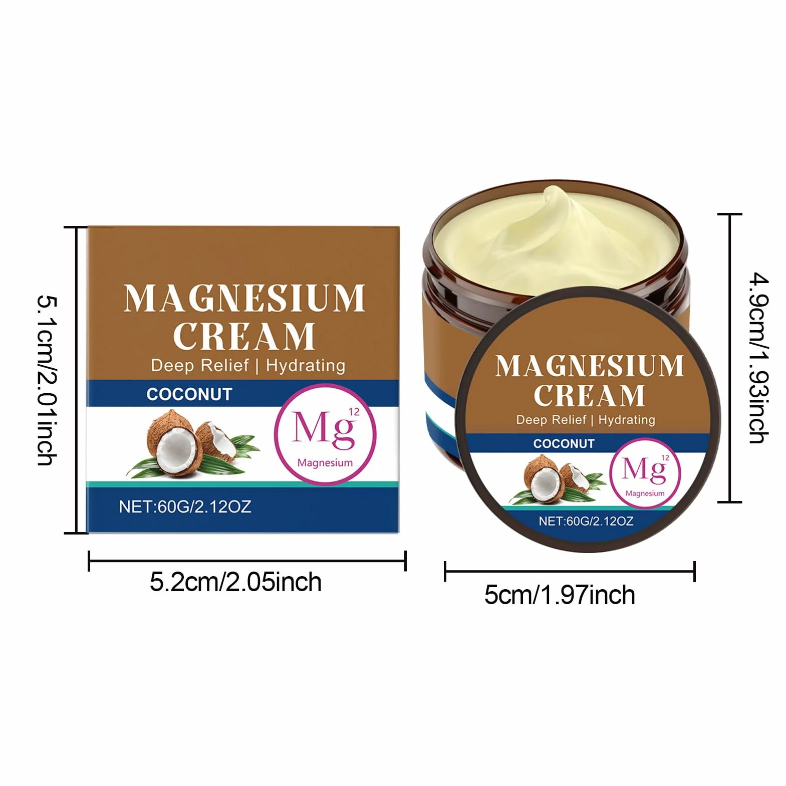 Krem z masłem magnezowym do snu, relaksujący krem nawilżający do ciała, z mieszanką uspokajającą, formuła głębokiego nawilżenia, 60 g na co dzień, do rąk, nóg, pielęgnacji skóry, mięśni, nocy