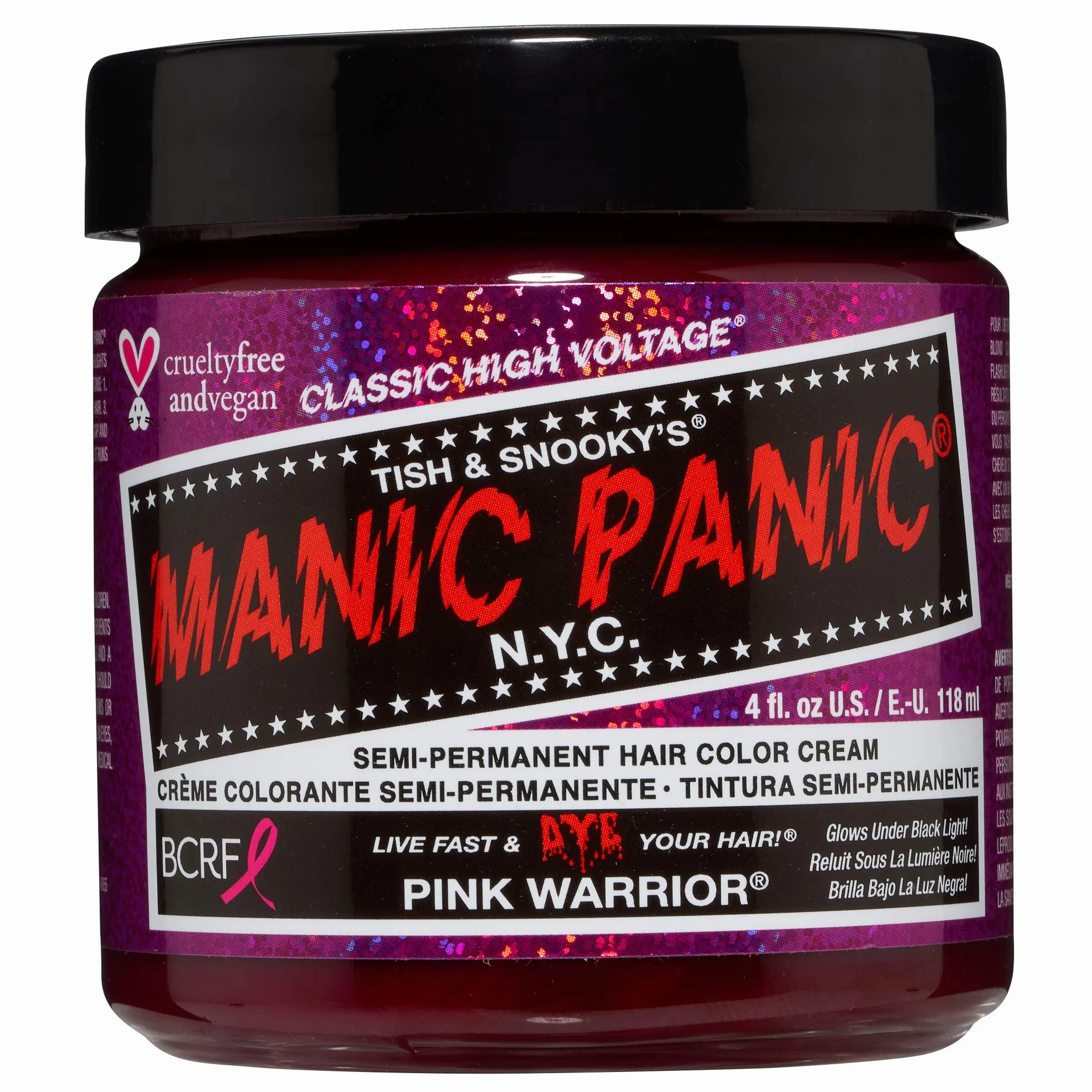 Manic Panic Różowy wojownik, Bez okrucieństwa, Wegańskie i żywe 118ml