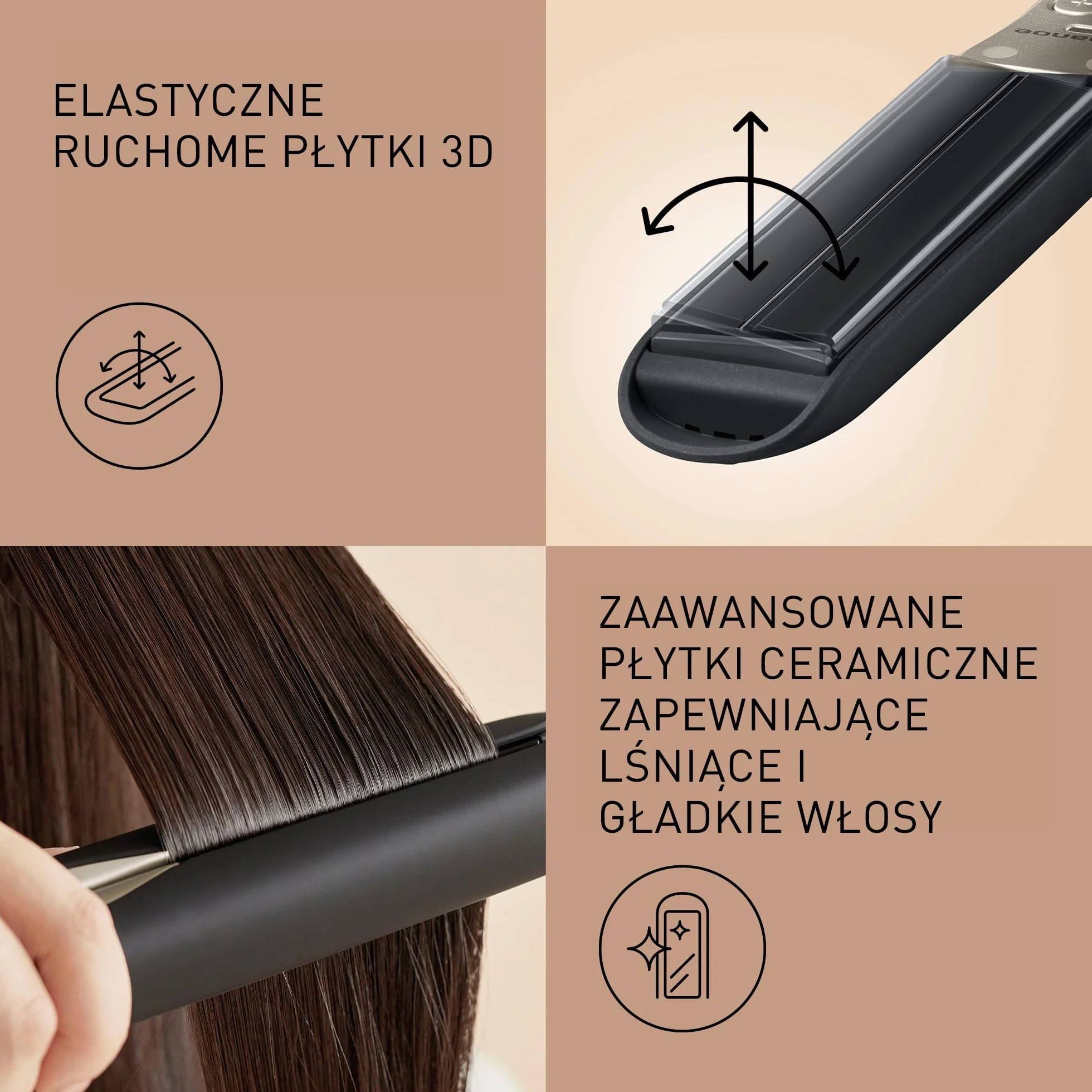 Panasonic Glätteisen EH-HS0E nanoe™-Technologie, mit 3D Keramikplatten und intelligenter Temperaturanpassung, schwarz-champagner