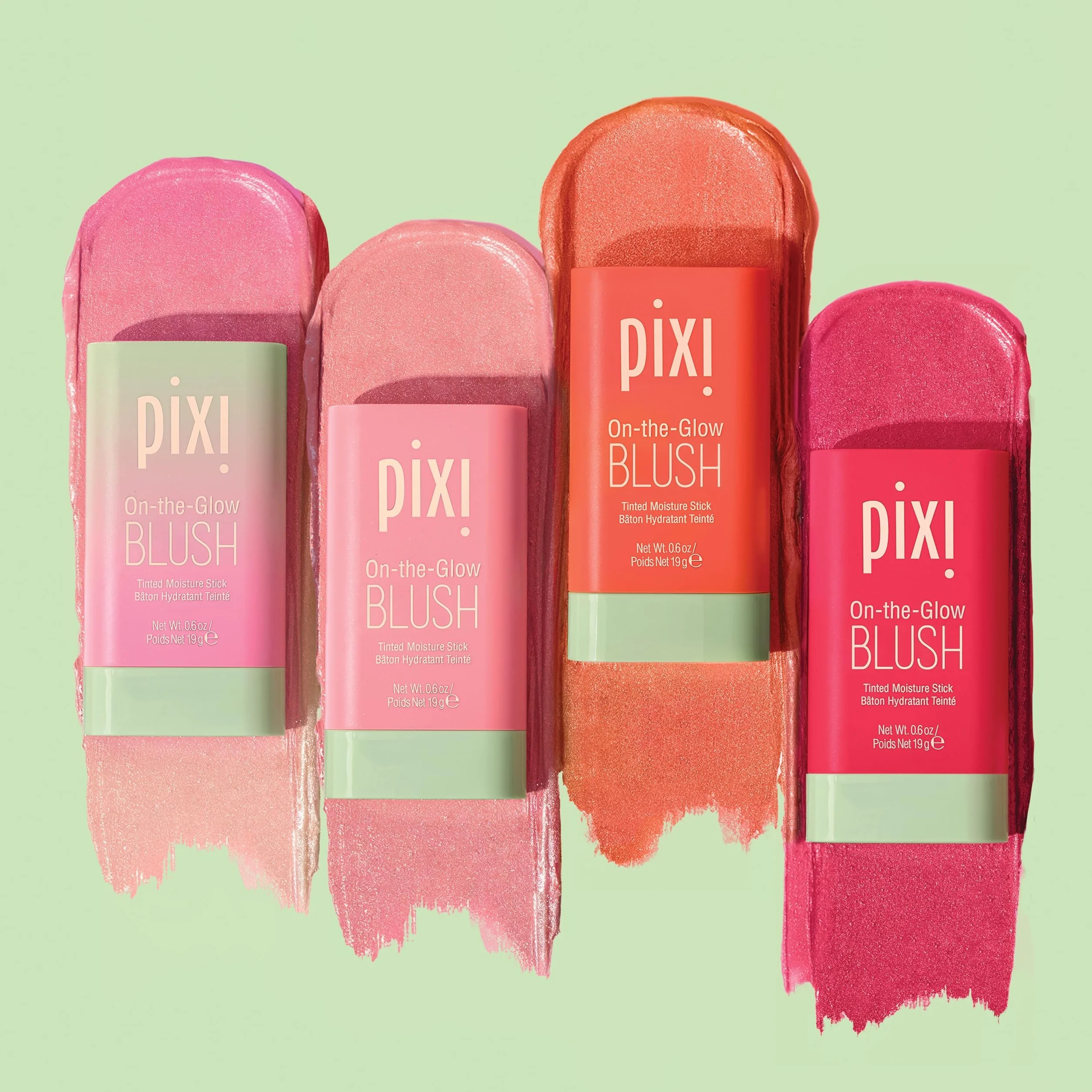 Pixi On-The-Glow Blush - soczysty, nawilżający, przyciemniany, wilgotny rumieniec w sztyfcie z żeń-szeniem, aloesem i ekstraktami owocowymi, na policzki i usta, 19 g, 17 g, bez parabenów