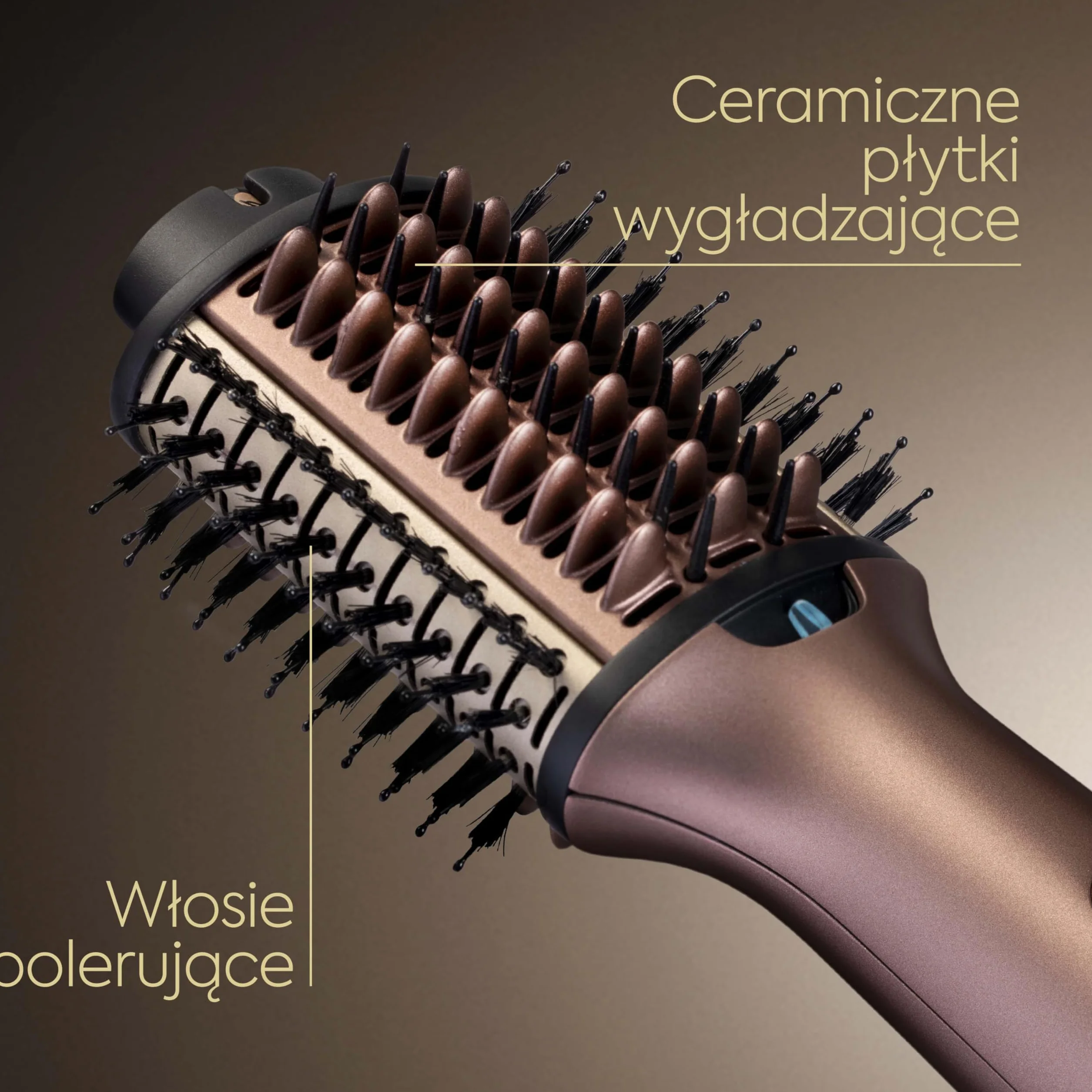 Suszarko lokówka do włosów BaByliss Air Power Volume 2 w 1 - tryby na mokro i na sucho, wygładzająca szczotka do suszenia z 3 ustawieniami temperatury, jonizacja i ceramika, złota, AS95E