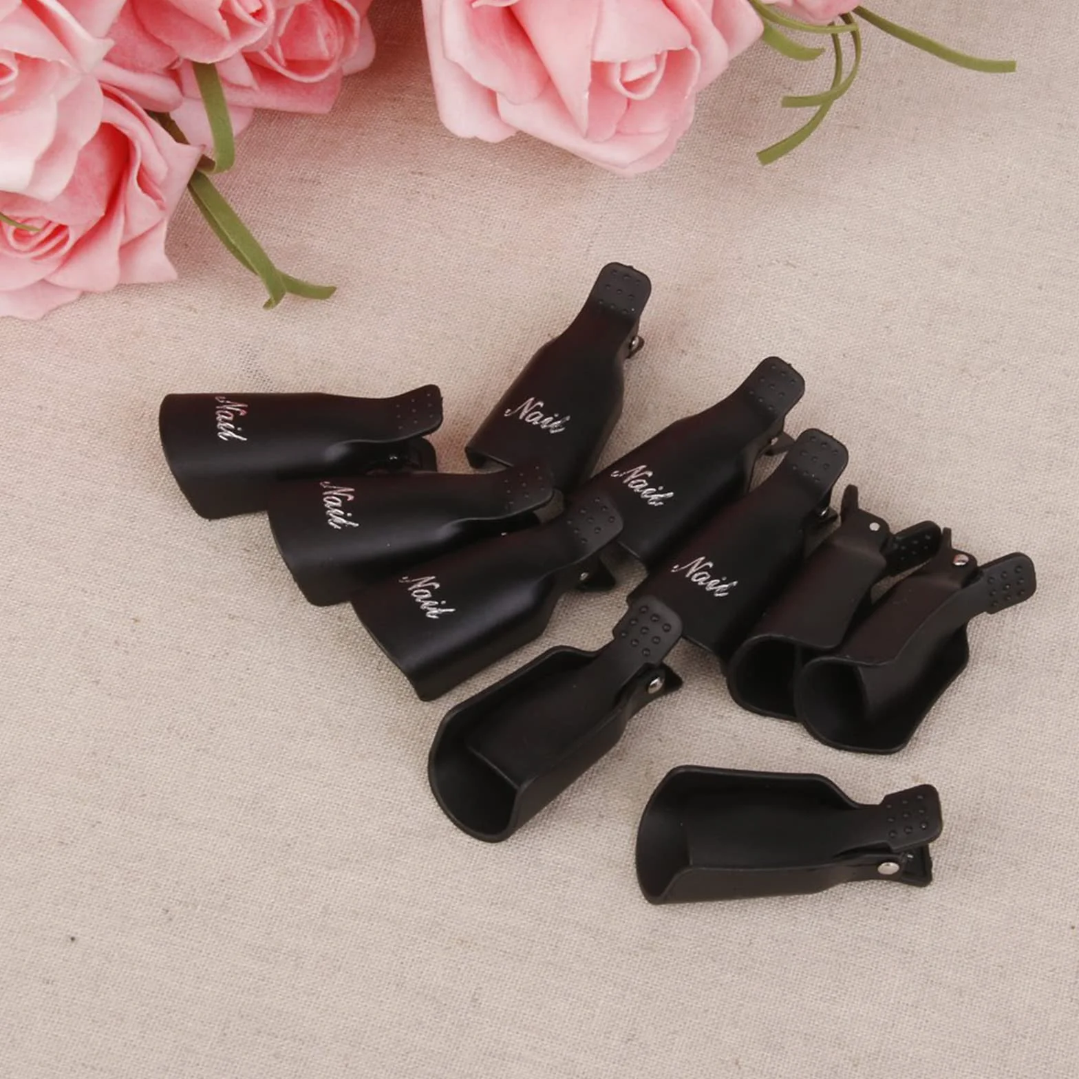 Zestaw klipsów do usuwania lakieru do paznokci, zestaw do manicure UV, klipsy do usuwania lakieru do paznokci żelowych, narzędzie do zmywania paznokci, czarne, 10 szt