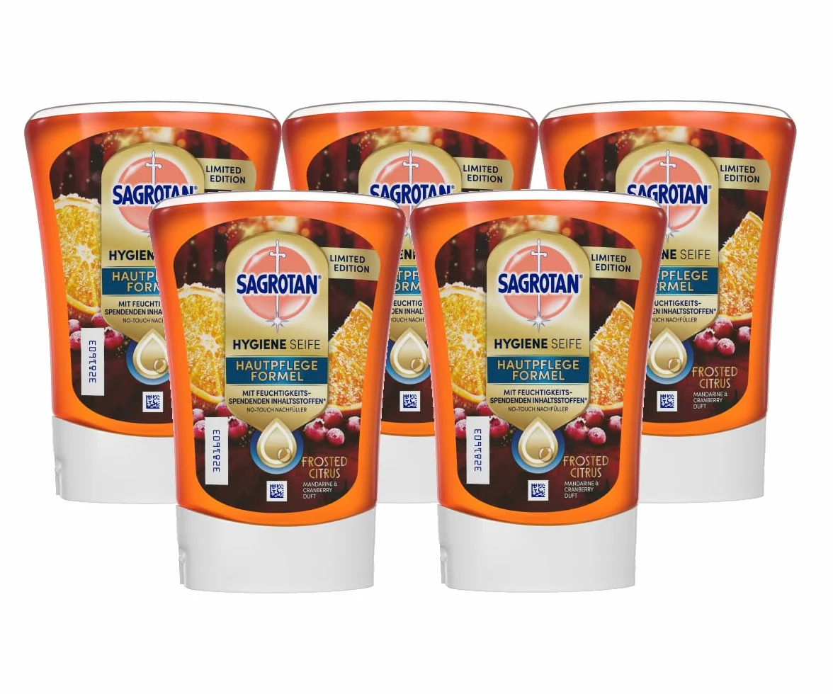Sagrotan Higieniczne mydło do pielęgnacji skóry, formuła Frosted Citrus, edycja limitowana, 5 x 250 ml