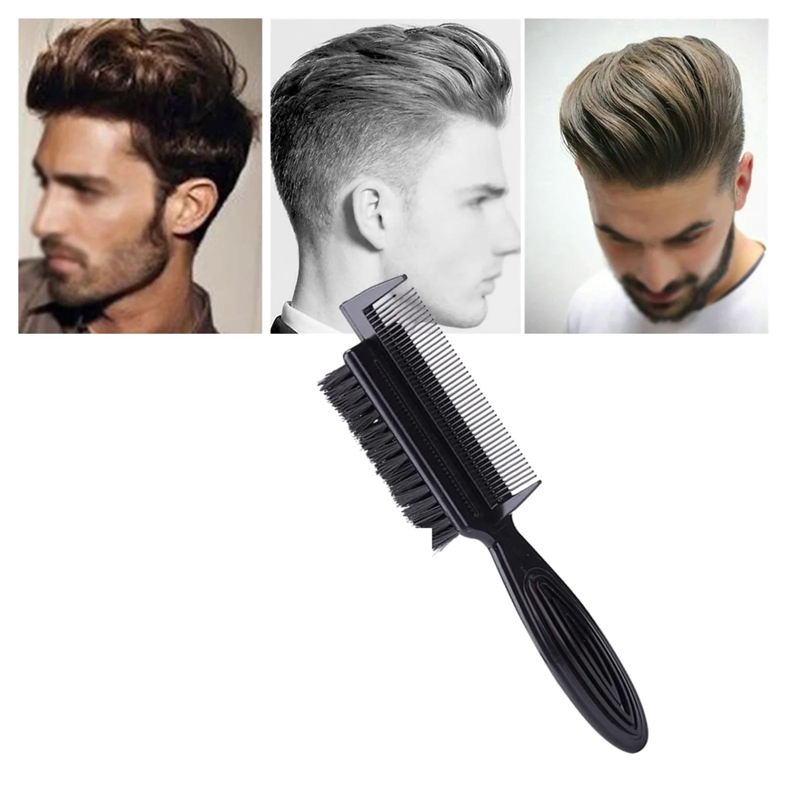 DieffematicSZ Grzebień Portable Trimming Comb Double Sided Small Brush Hair Cutting Cleaning Two In One Hair Shaving Comb Beard Brush