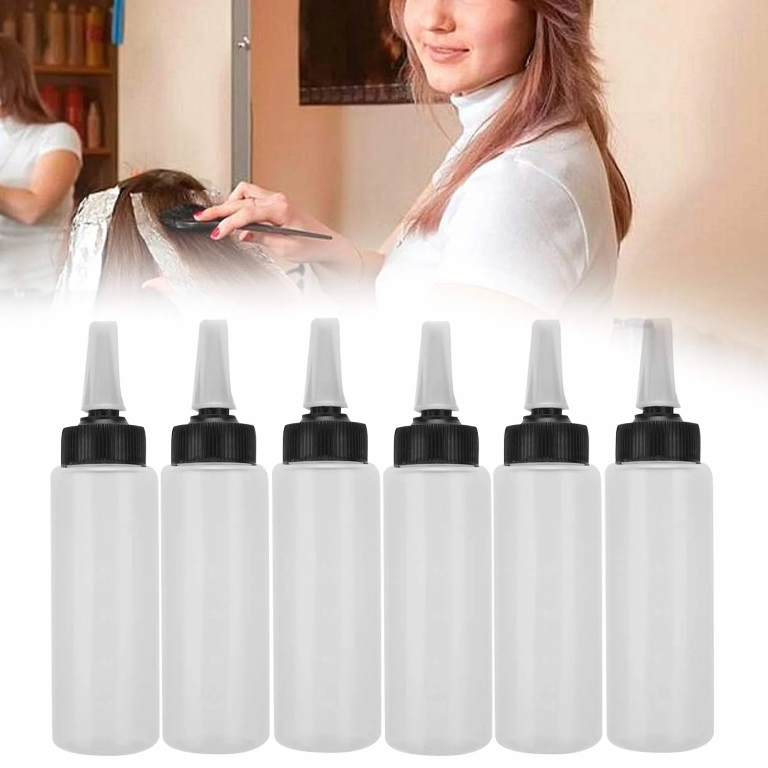 6szt Butelka z aplikatorem szamponu Szampon, Salon fryzjerski Squeeze Refill Bottle, Butelki szamponu, Butelki do czyszczenia na sucho, Akcesoria fryz