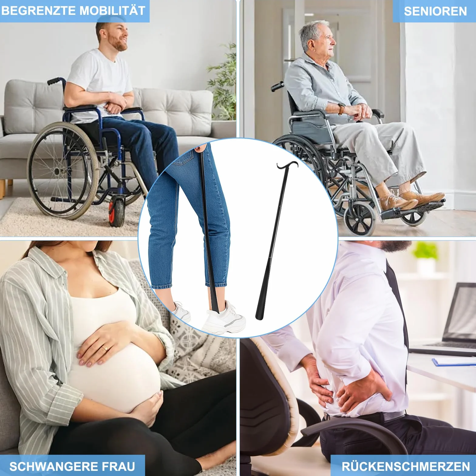 Łyżka do butów Extra długa - 3-w-1 łyżka do butów, pomoc w zakładaniu i zdejmowaniu butów oraz skarpet, dla mężczyzn, kobiet i seniorów