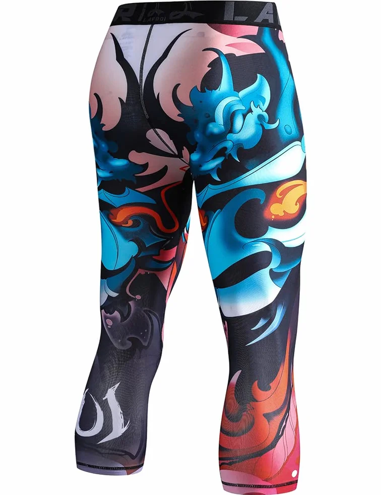 LAFROI Men's Compression Fit 3/4 Tights Leggings with Pcoket/Non-Pocket-YSK10