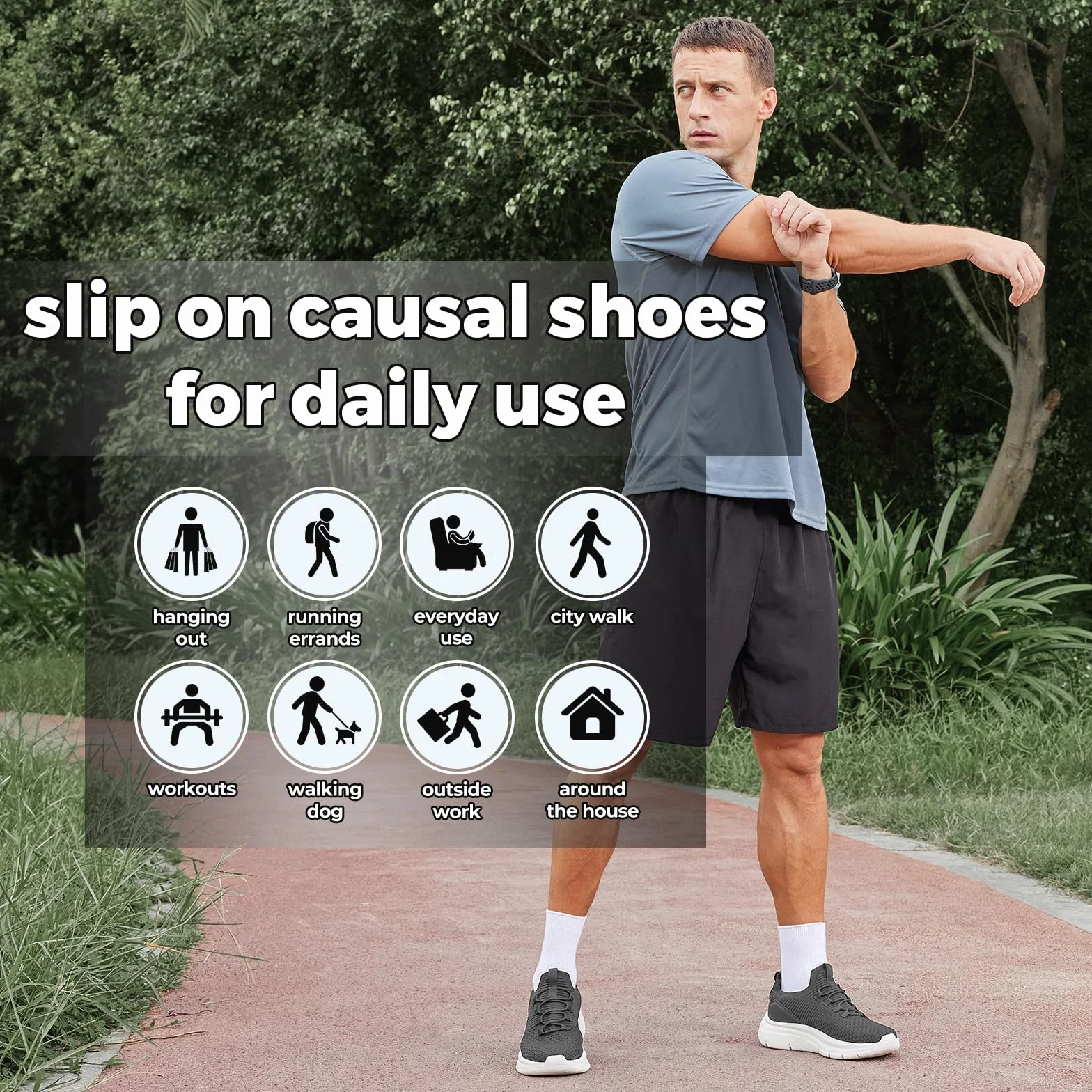 Fitville Slip On Sneakers Męskie Buty Do Chodzenia Extra Wide Buty Sportowe Lekkie Buty Do Biegania Oddychające Buty Do Biegania Fitness Siłownia Na Zewnątrz Slip On Shoes
