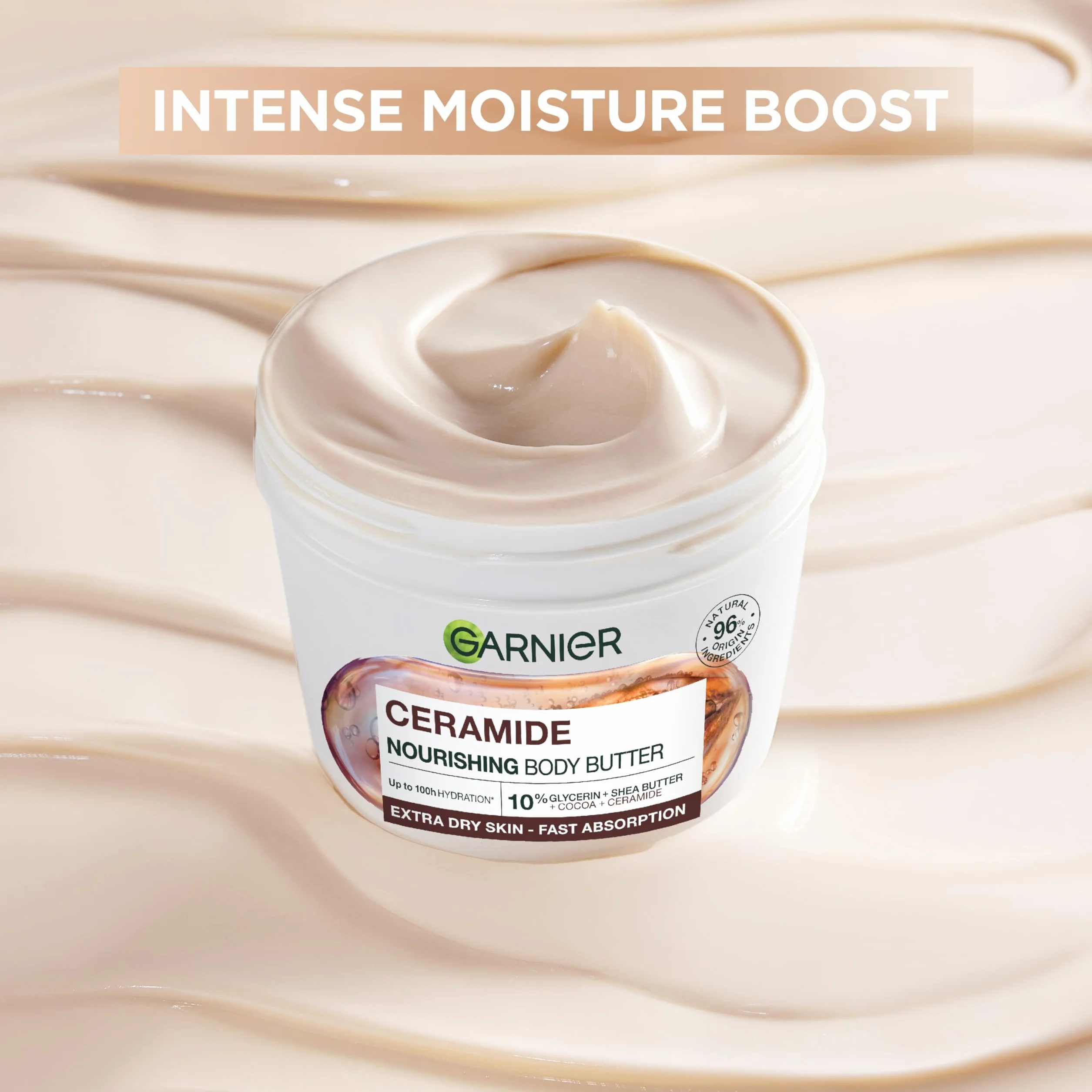 Garnier Body Superfood środek do pielęgnacji ciała 48h regenerujące masło do ciała z masłem kakaowym i ceramidami, 380 ml