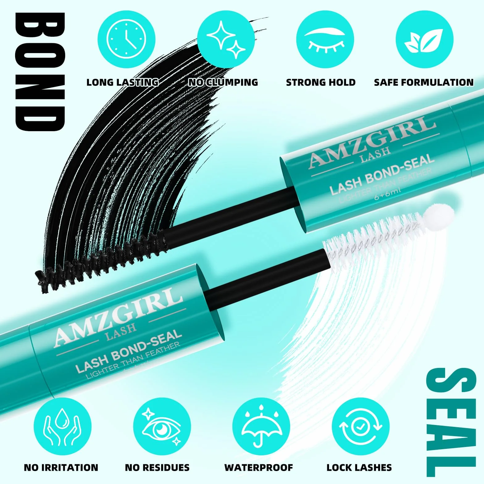 Lash Bond i Seal Rzęsy Cluster Klej do rzęs do rzęs Lash Wall Glue 12 ml długotrwały 72 godzin czarny + 2 w 1 DIY (Yumao)