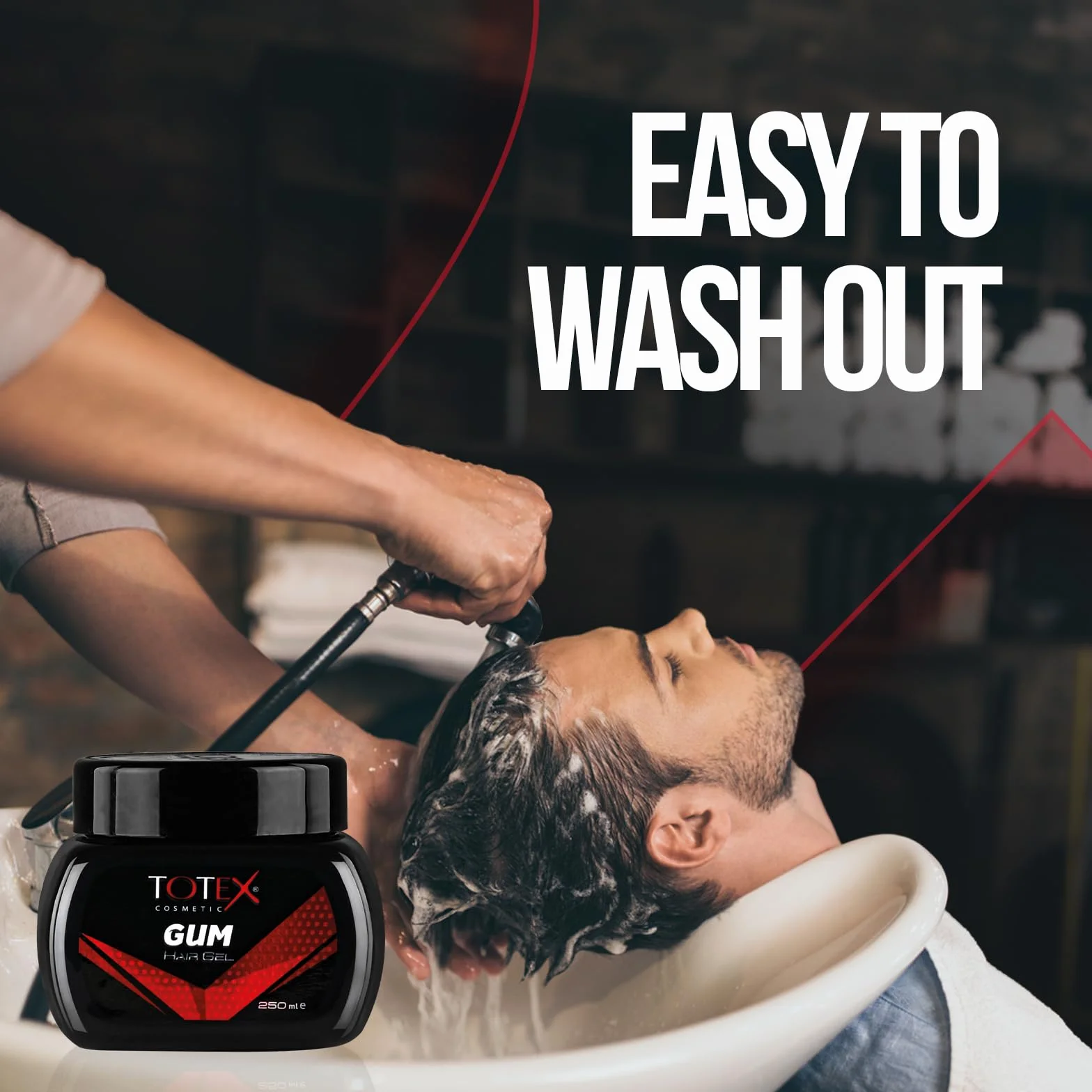 Totex GUM Hair Styling Gel 250 ml I Żel do stylizacji włosów I Żel gumowy I Gummy, bardzo mocne utrwalenie I Mocno czerwony żel