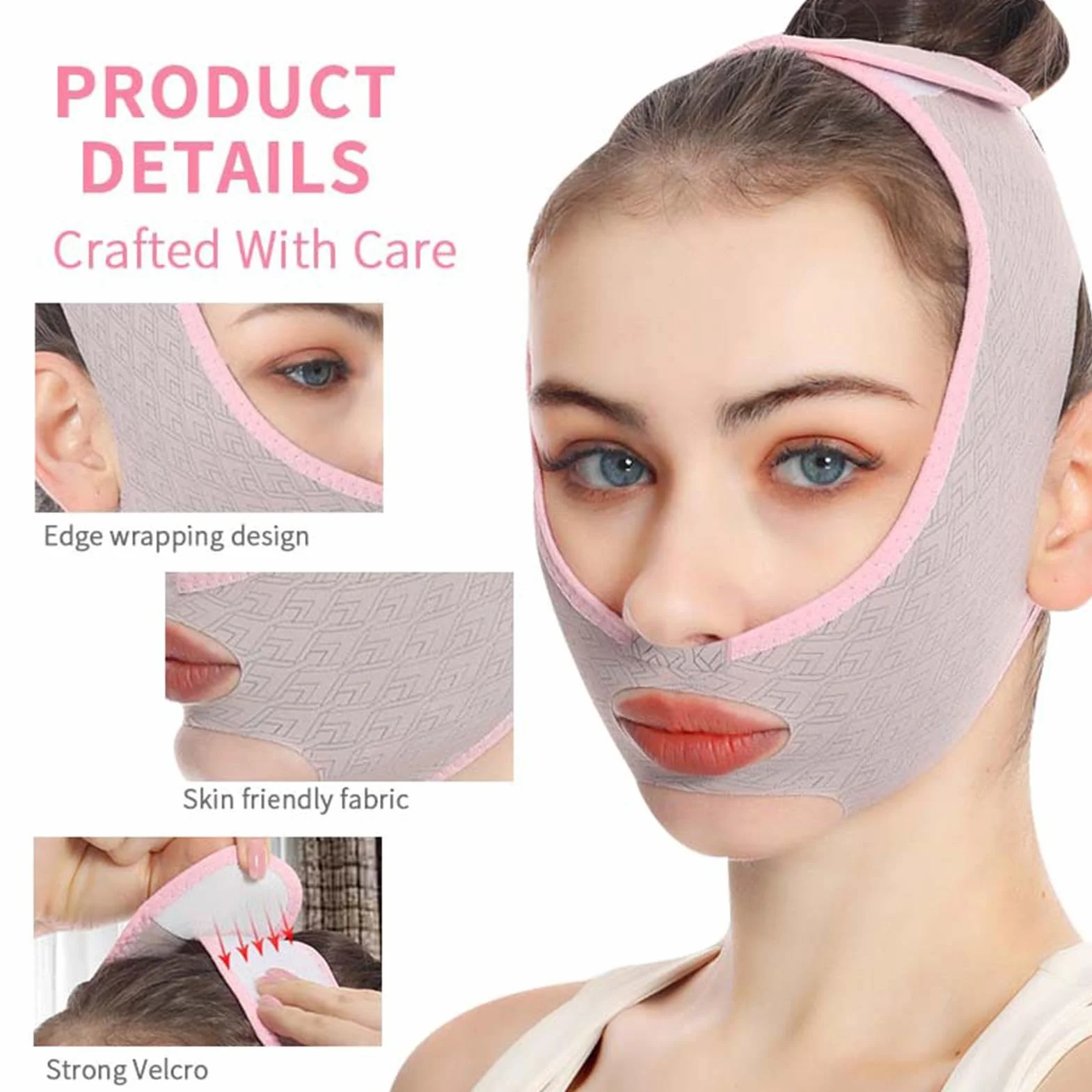 Adjustable V Face Lifting Strap, Breathable Double Chin Reducer, Reusable Face Shaping Band for Firming and Contouring, Comfortable Slimming Belt for Neck, Jawline, and Chin