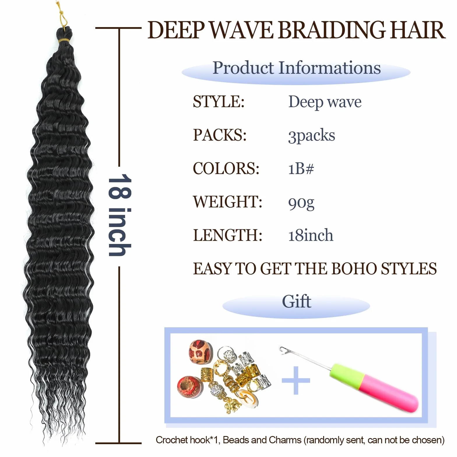 Przedłużki do włosów Ocean Wave Crochet Hair Łagodna Waga Braiding