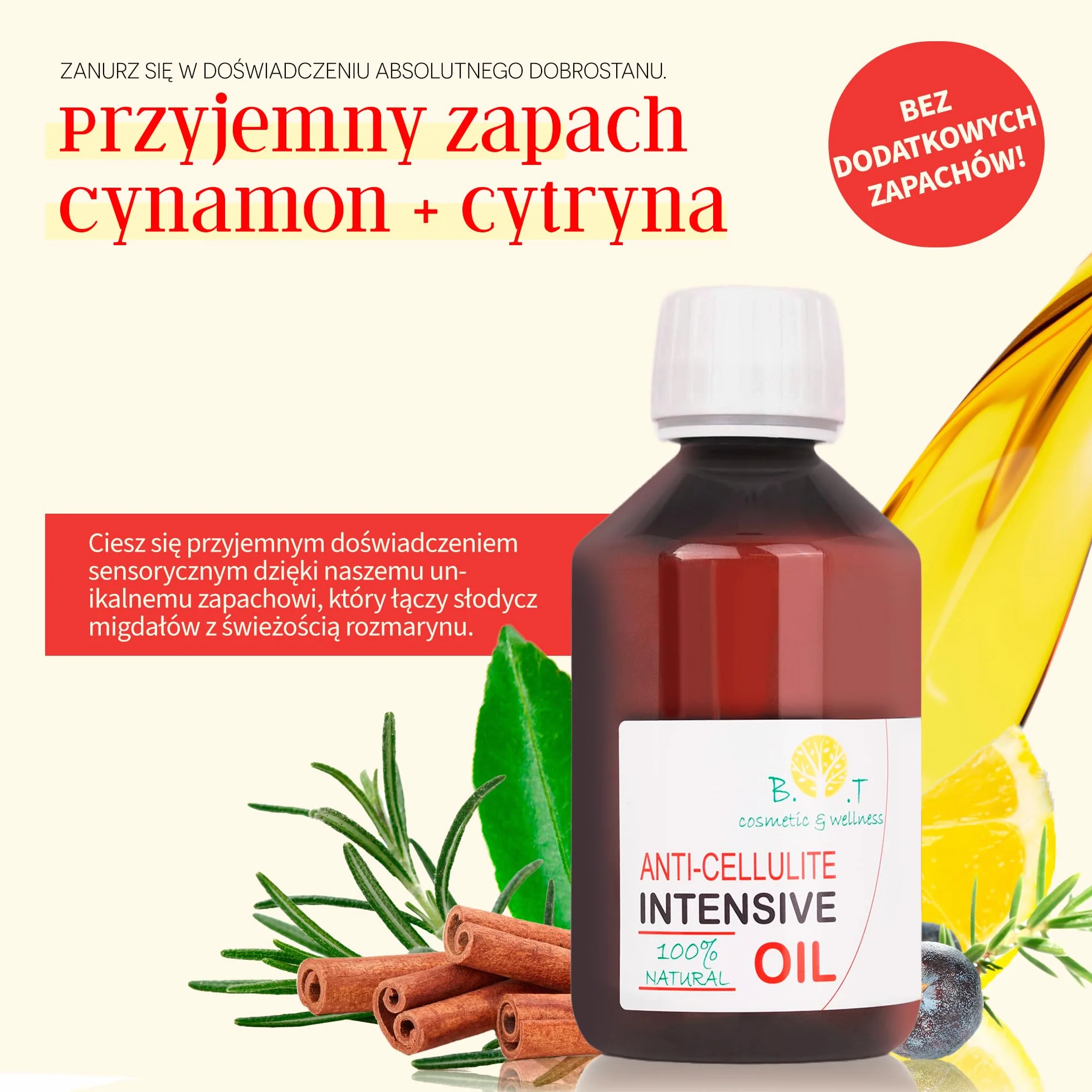 Olejek antycellulitowy 500 ml z olejkami eterycznymi wyszczuplający