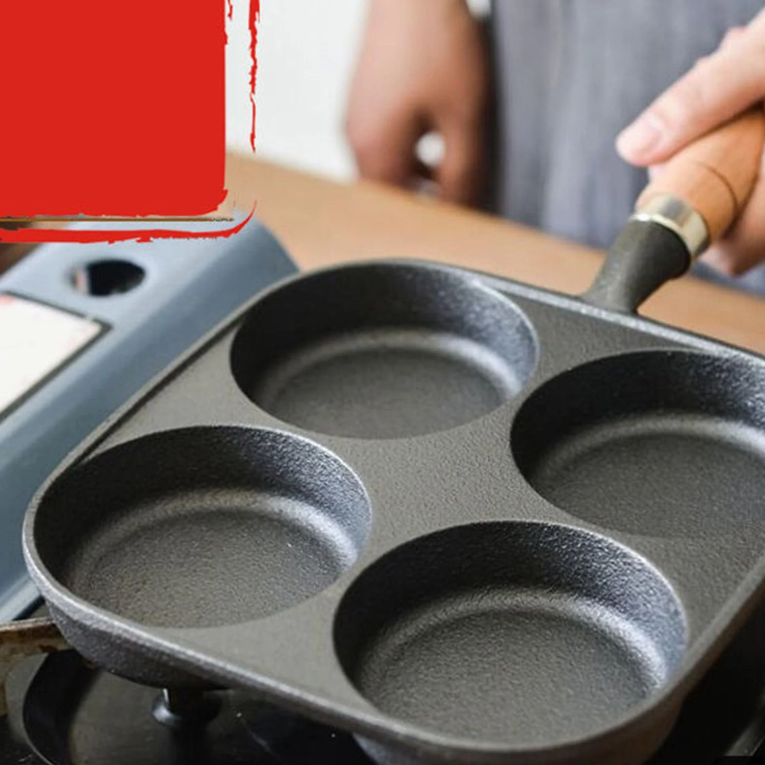 Patelnia do jajek 4 filiżanki Żeliwna patelnia do omletów z powłoką nieprzywierającą na śniadanie, Patelnia do smażenia jajek do kuchenki gazowej i naczyń indukcyjnych