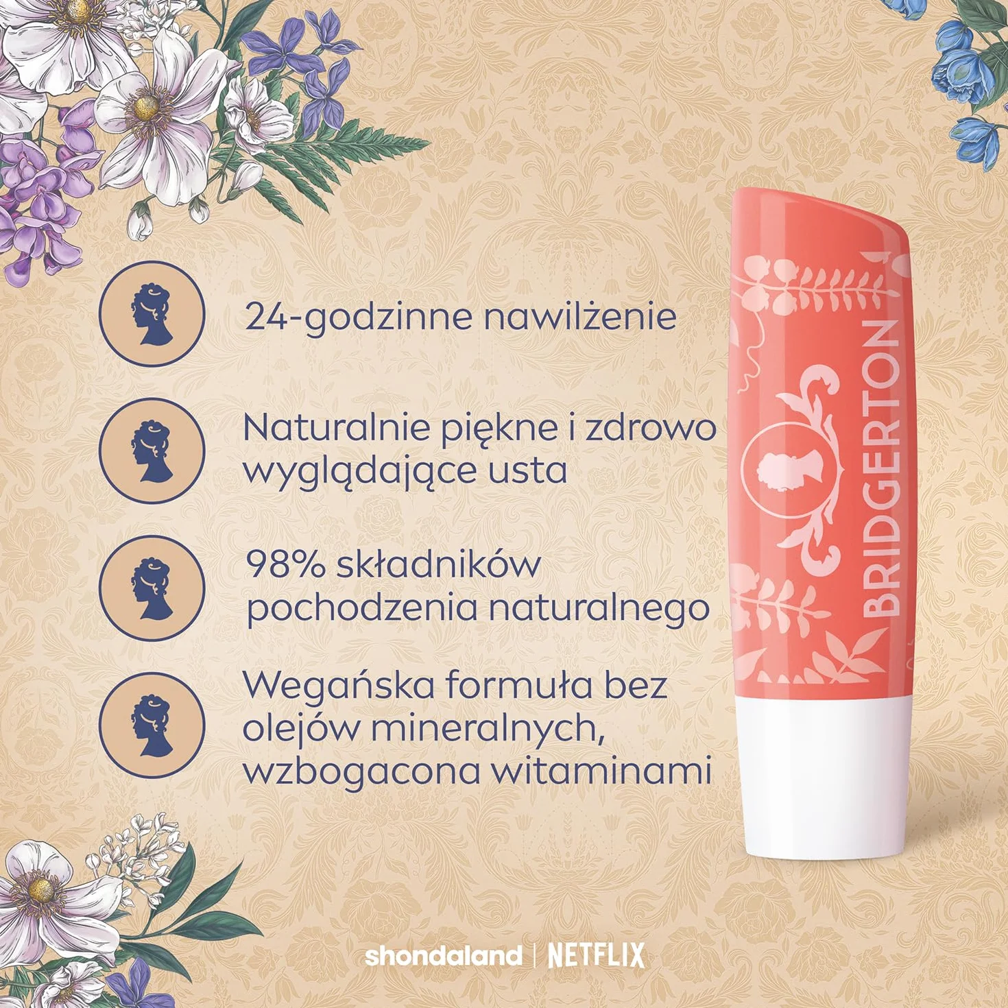 NIVEA Bridgerton Edition Pielęgnująca pomadka do ust Peach Tea Penelope & Colin 4,8g