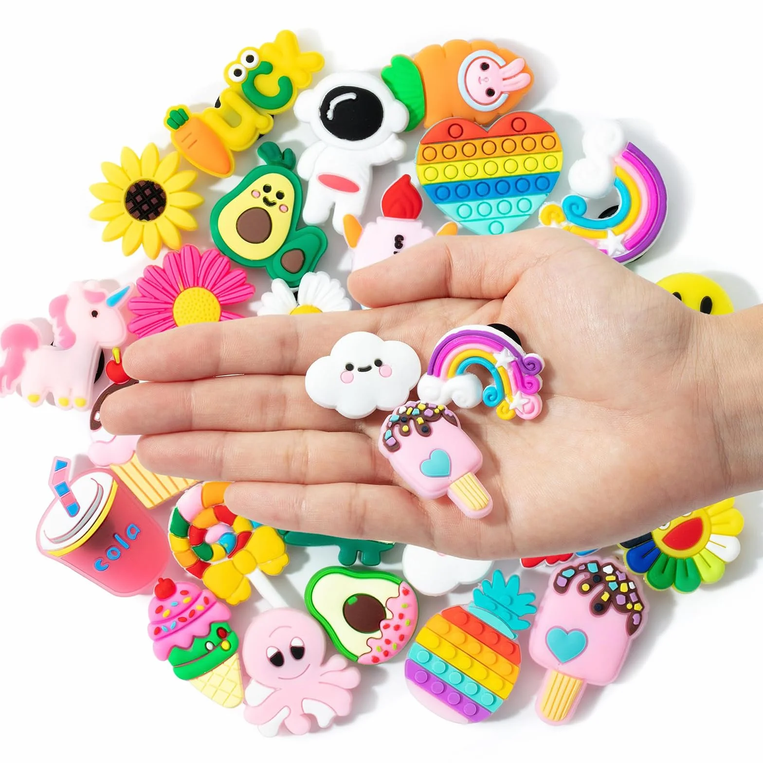 30 sztuk zawieszek do butów, przypinki do Crocs, zawieszki do butów, akcesoria dla dziewcząt, chłopców, bransoletki, dekoracje imprezowe, prezenty urodzinowe, one size, ABS, Bez kamieni
