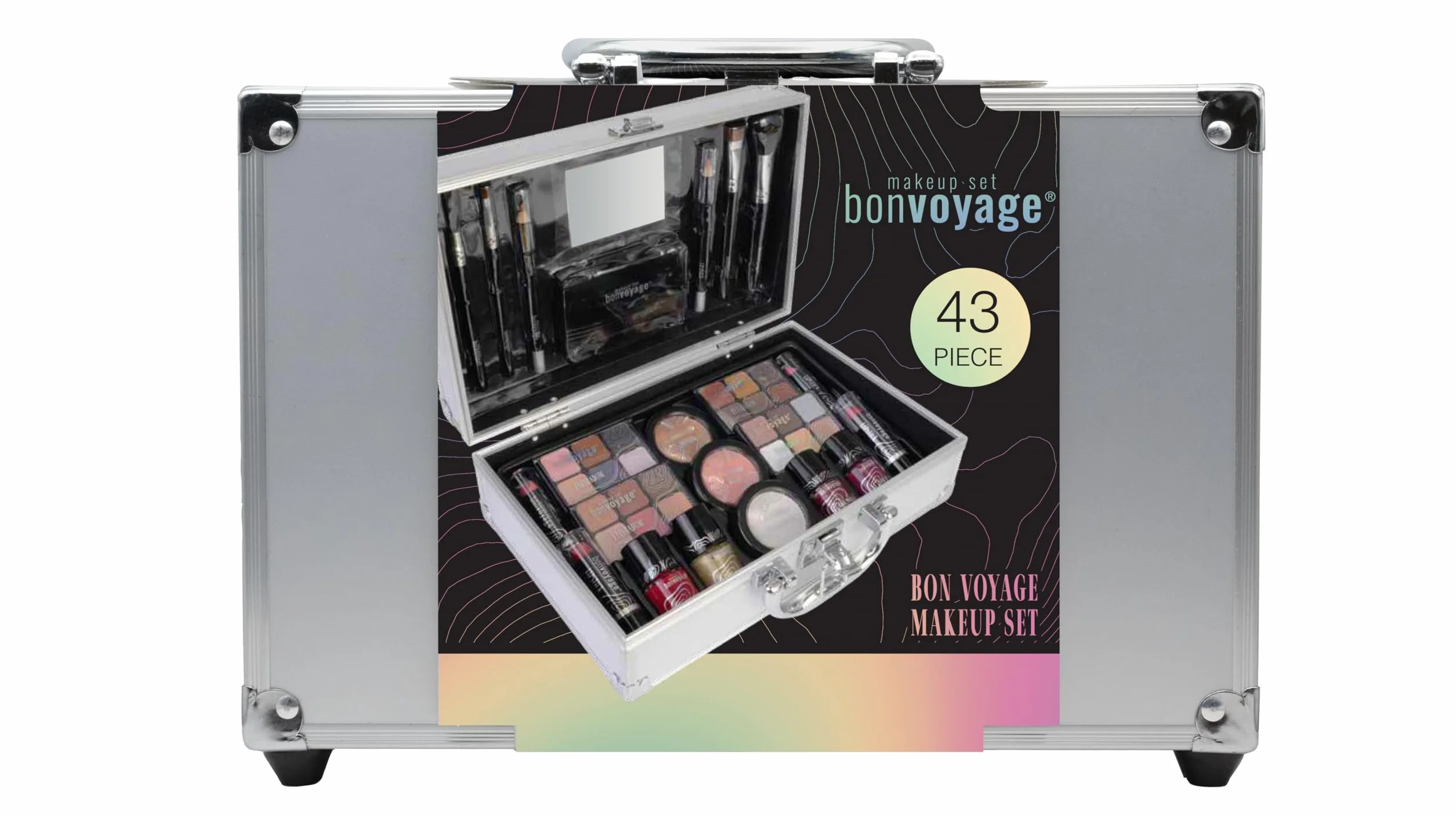 Bon Voyage Zestaw do Makijażu z Lusterkiem Metalowa Walizeczka