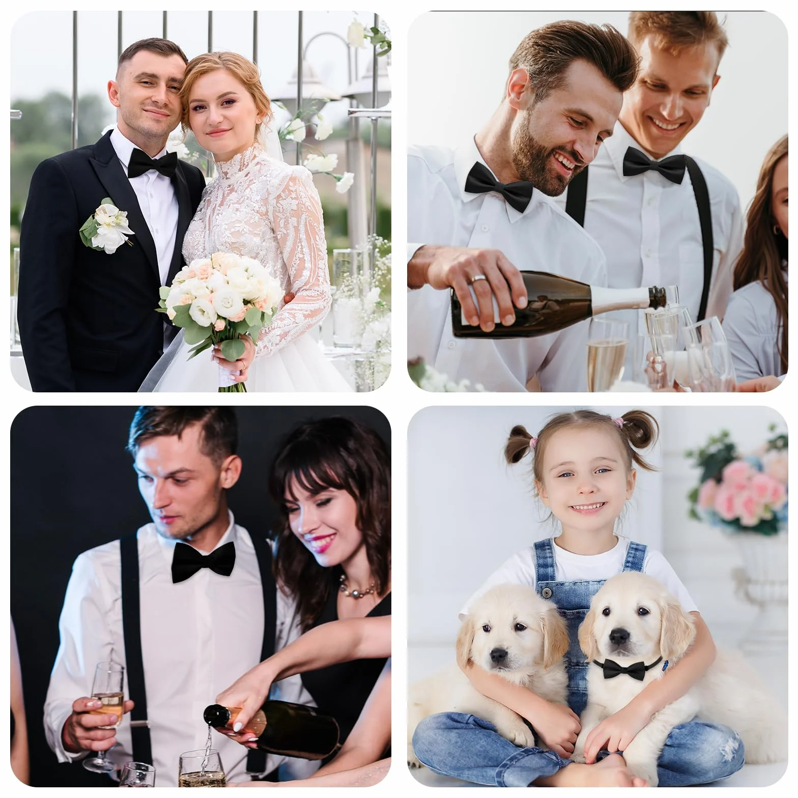 Muszka w stylu Pre Tie klasyczna męska muszka na formalne przyjęcia weselne, solidna muszka do smokingu w stylu vintage, dla dorosłych i dzieci