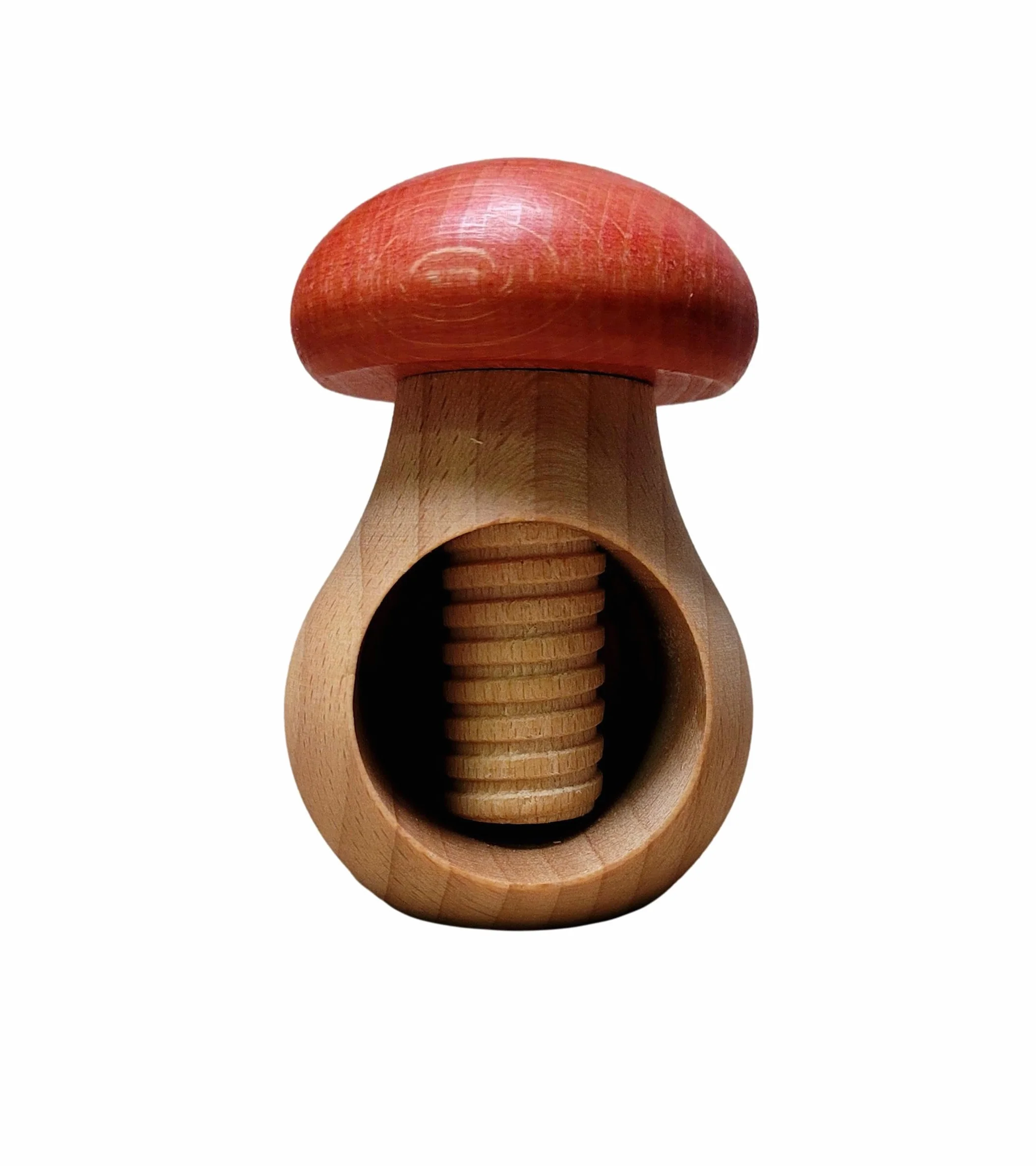 Wooden World 2 x dziadek do orzechów z naturalnego drewna bukowego - bardzo solidny grzyb czerwony