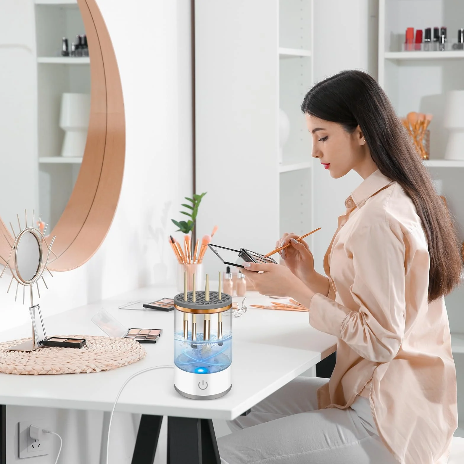 Elektryczny środek do czyszczenia pędzli do makijażu Make Up Brush Cleaner USB ładowalny stacja automatyczny