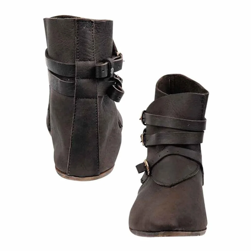 Buty z krótkimi kostkami Retro Women Men Knight - 1 para butów wikingów Buty z rycerzami - Pu skórzane buty Modne buty do Cosplay