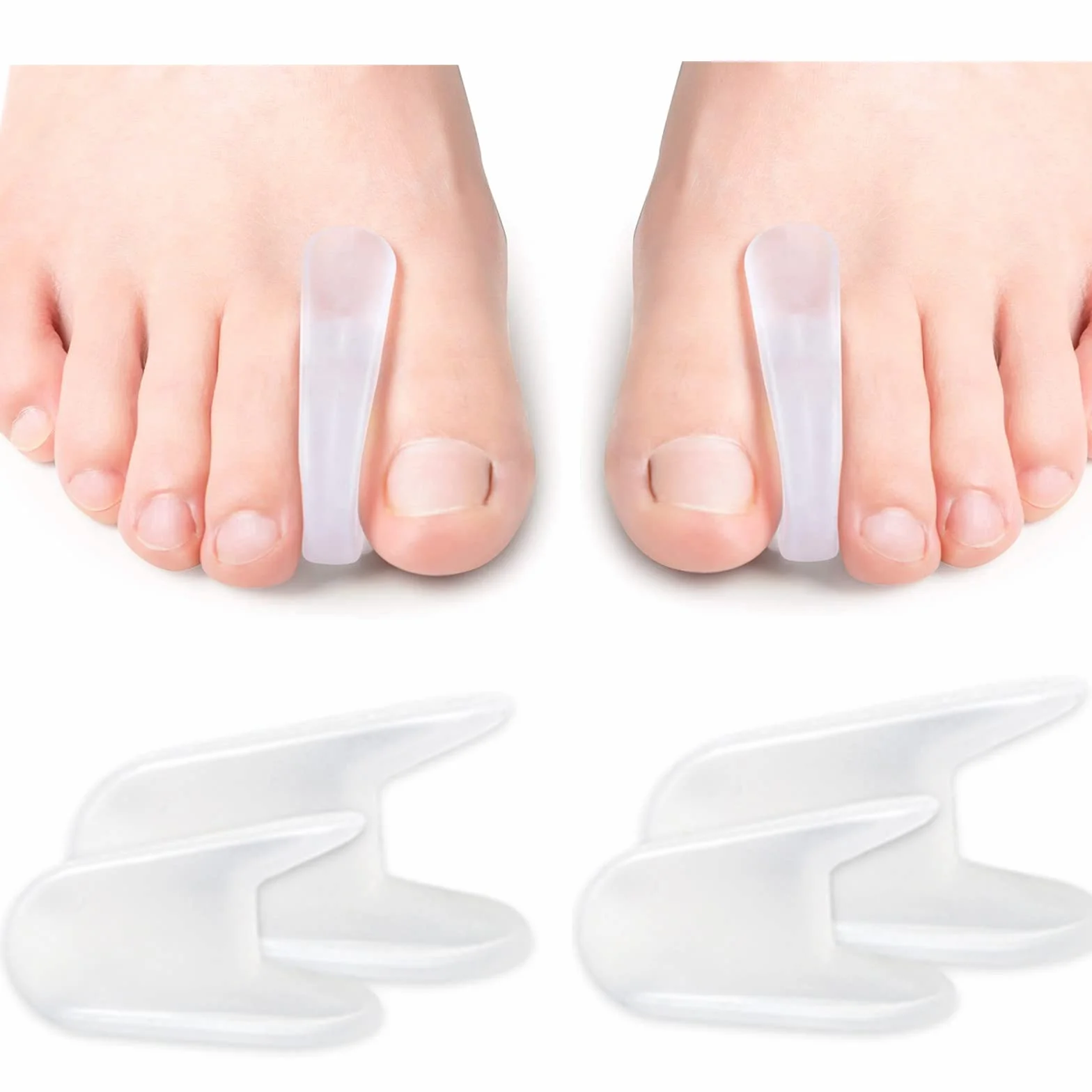 Silikonowy żel do korekcji palucha Hallux Valgus, separator palców, separator palców na palce, łagodzi ból palców, silikonowy separator palców dla nakładających się palców [4x]