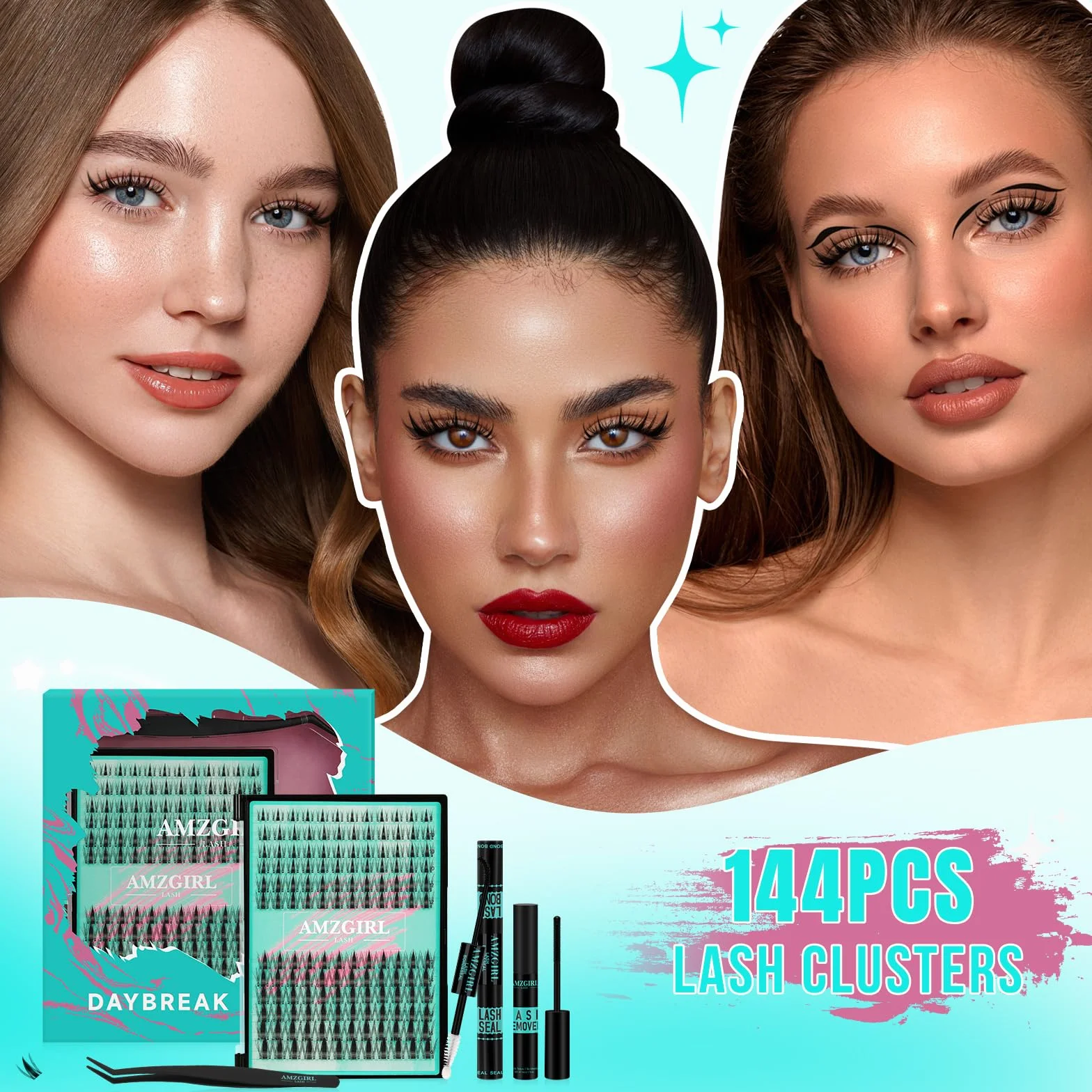 Zestaw przedłużek do rzęs Manga Lashes 144 szt. Fairy Cluster Lashes 8-16 mm Black Bond